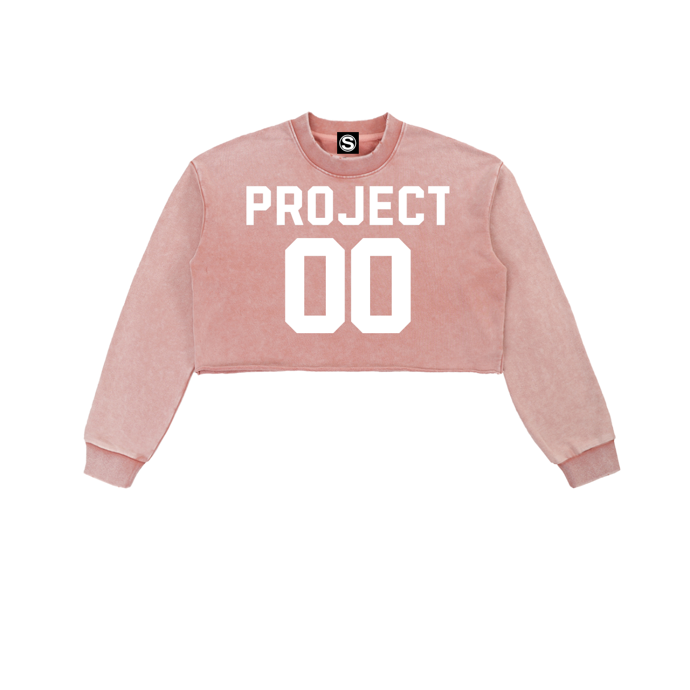 00 PROJECT 00 Snow Washed Raw Edge Cropped Sweatshirt