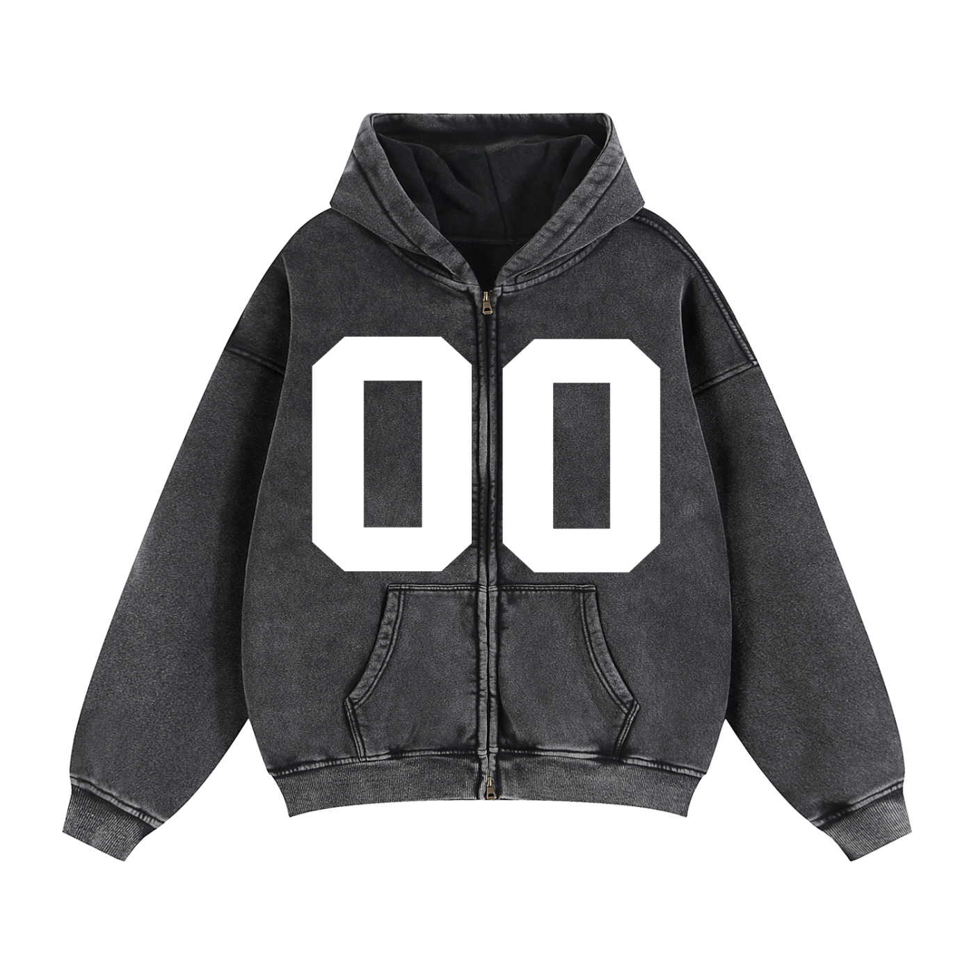 00 PROJECT 00 Zip-Through Boxy Fleece Hoodie