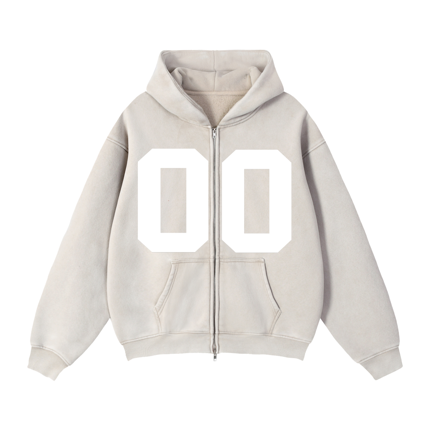 00 PROJECT 00 Zip-Through Boxy Fleece Hoodie