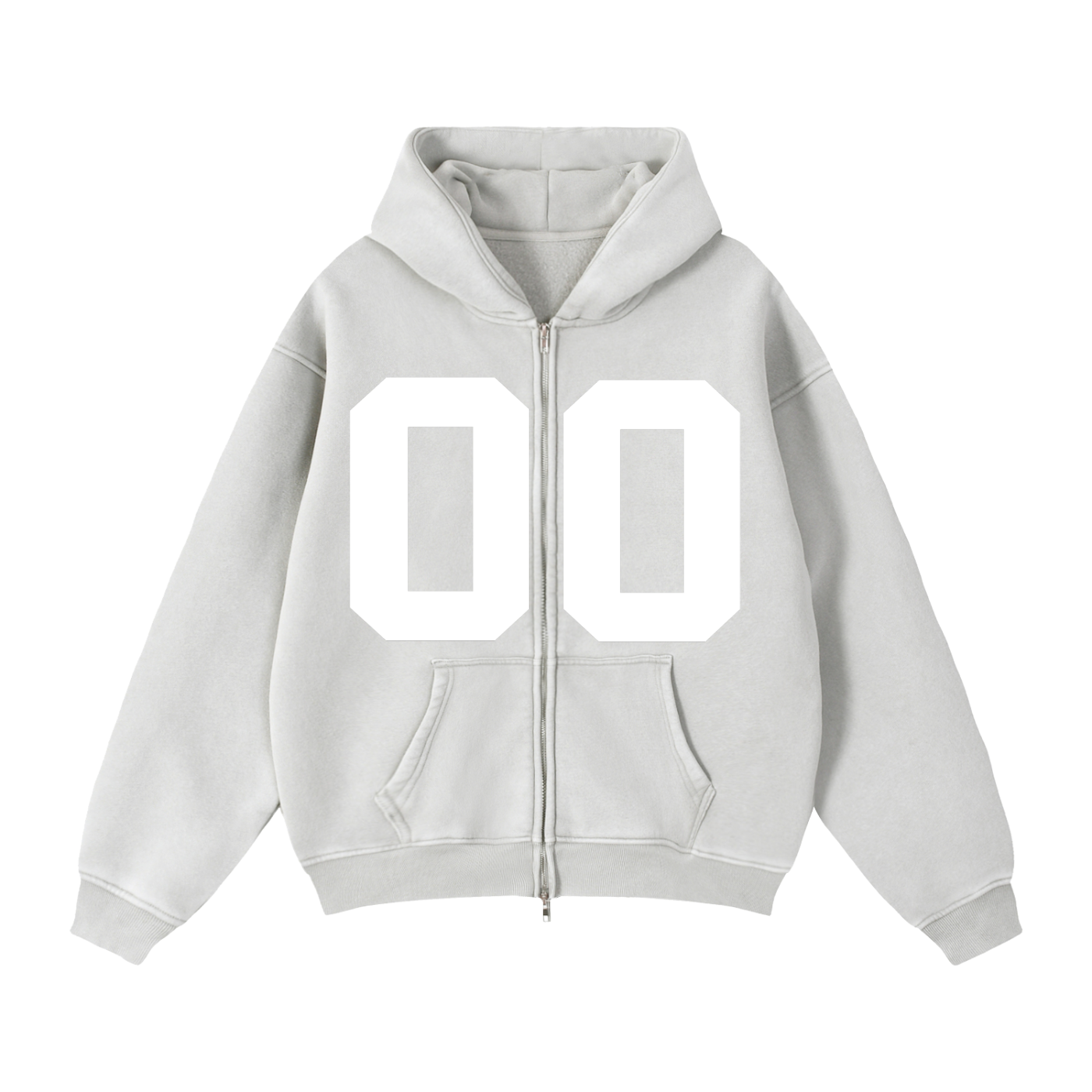 00 PROJECT 00 Zip-Through Boxy Fleece Hoodie