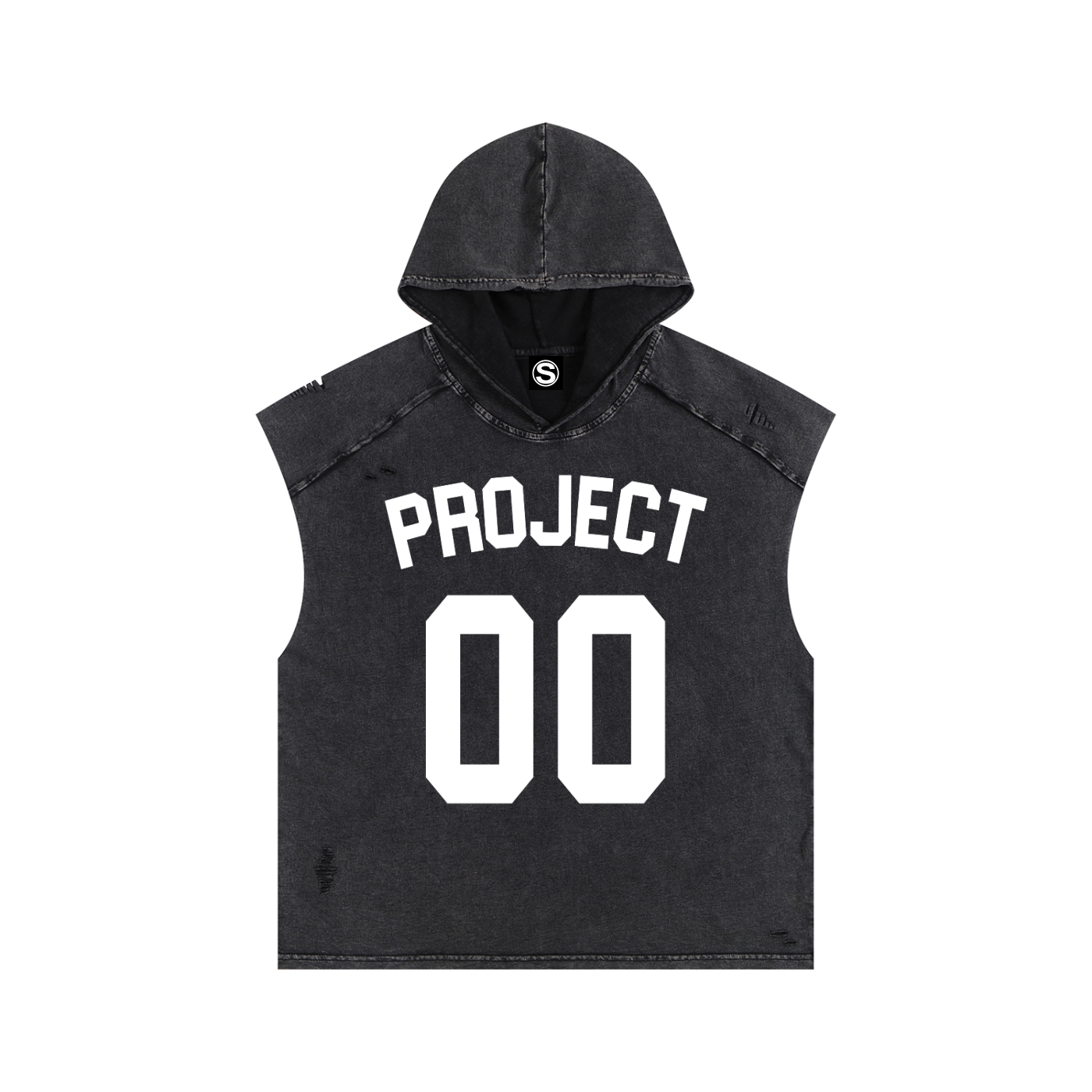 00 PROJECT 00 Snow Washed Boxy Hooded Tank Top