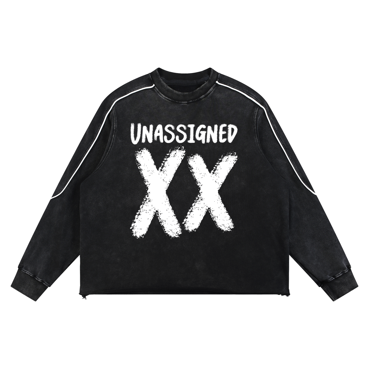 XX UNASSIGNED XX Mineral Wash Piping Raw Hem Sweatshirt