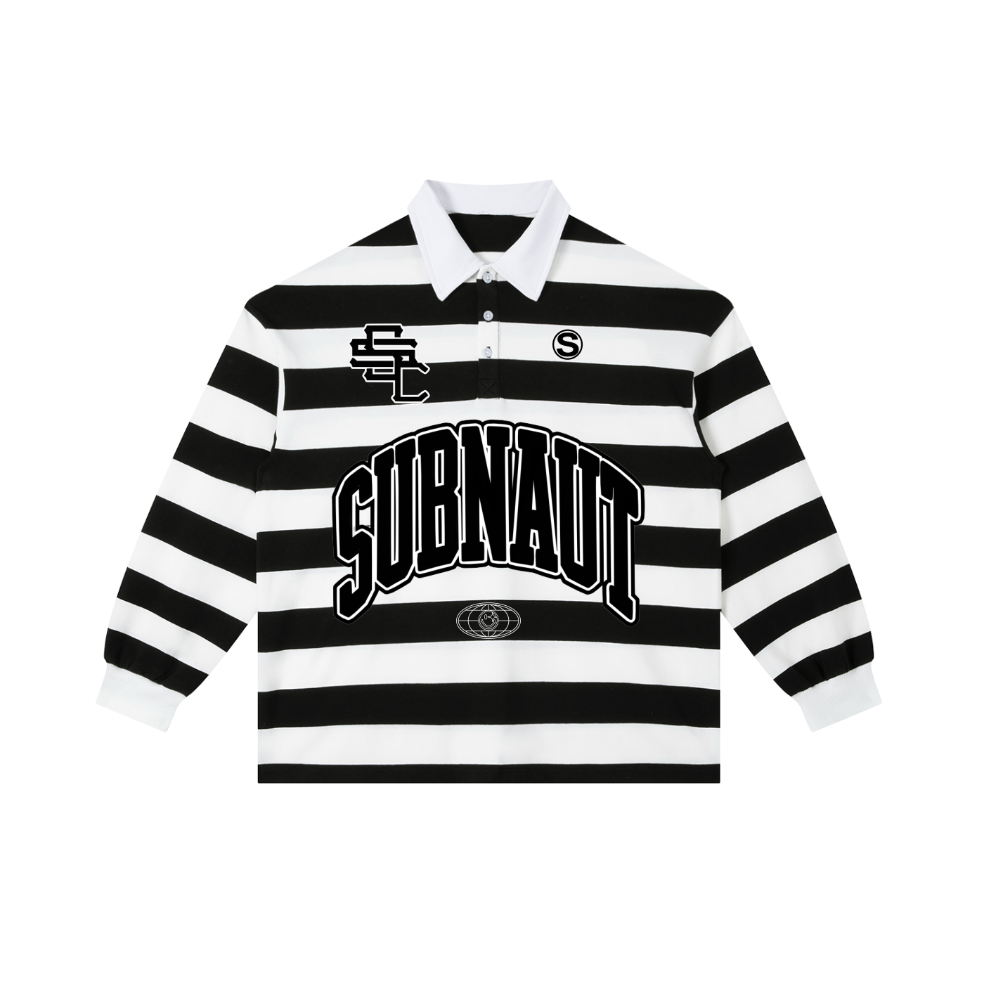 Collar Collection Stripe Polo Shirt B&W