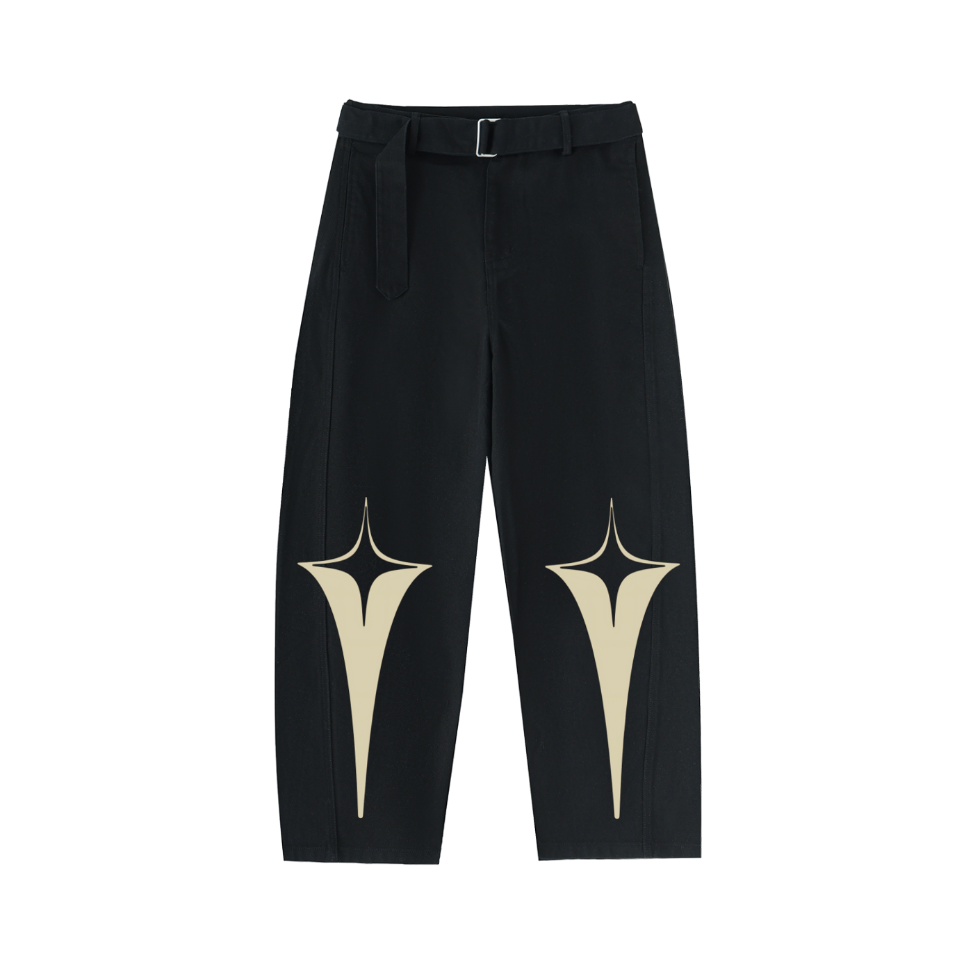 Belted Barrel-leg Chino Pants