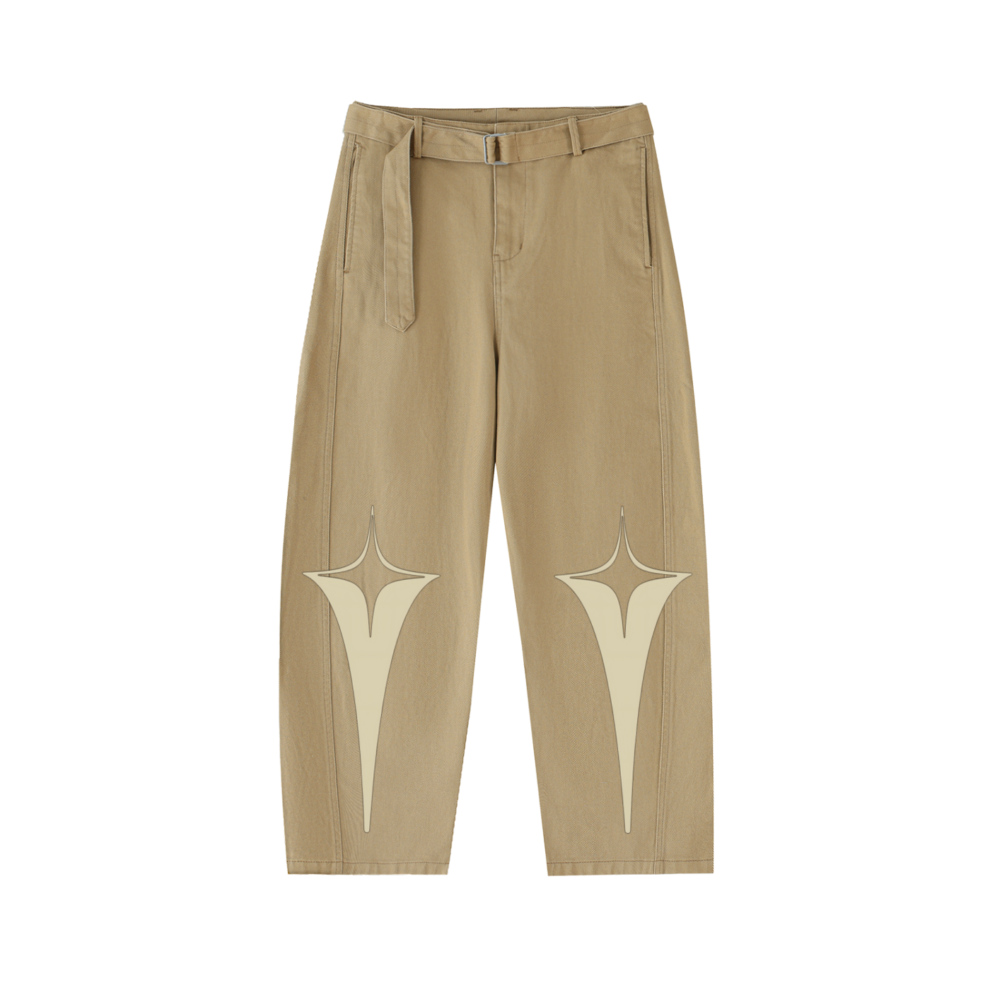 Belted Barrel-leg Chino Pants