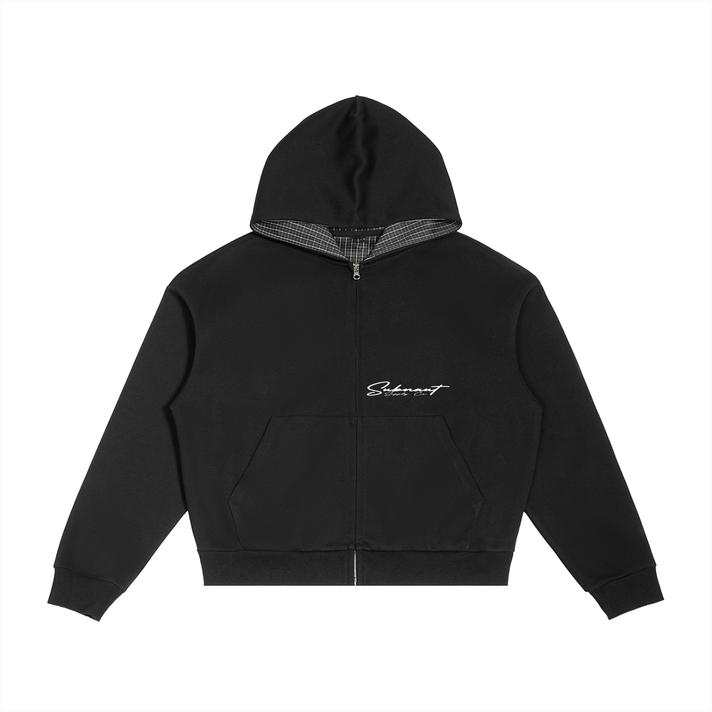 Subnaut Plaid Boxy Zip Hoodie