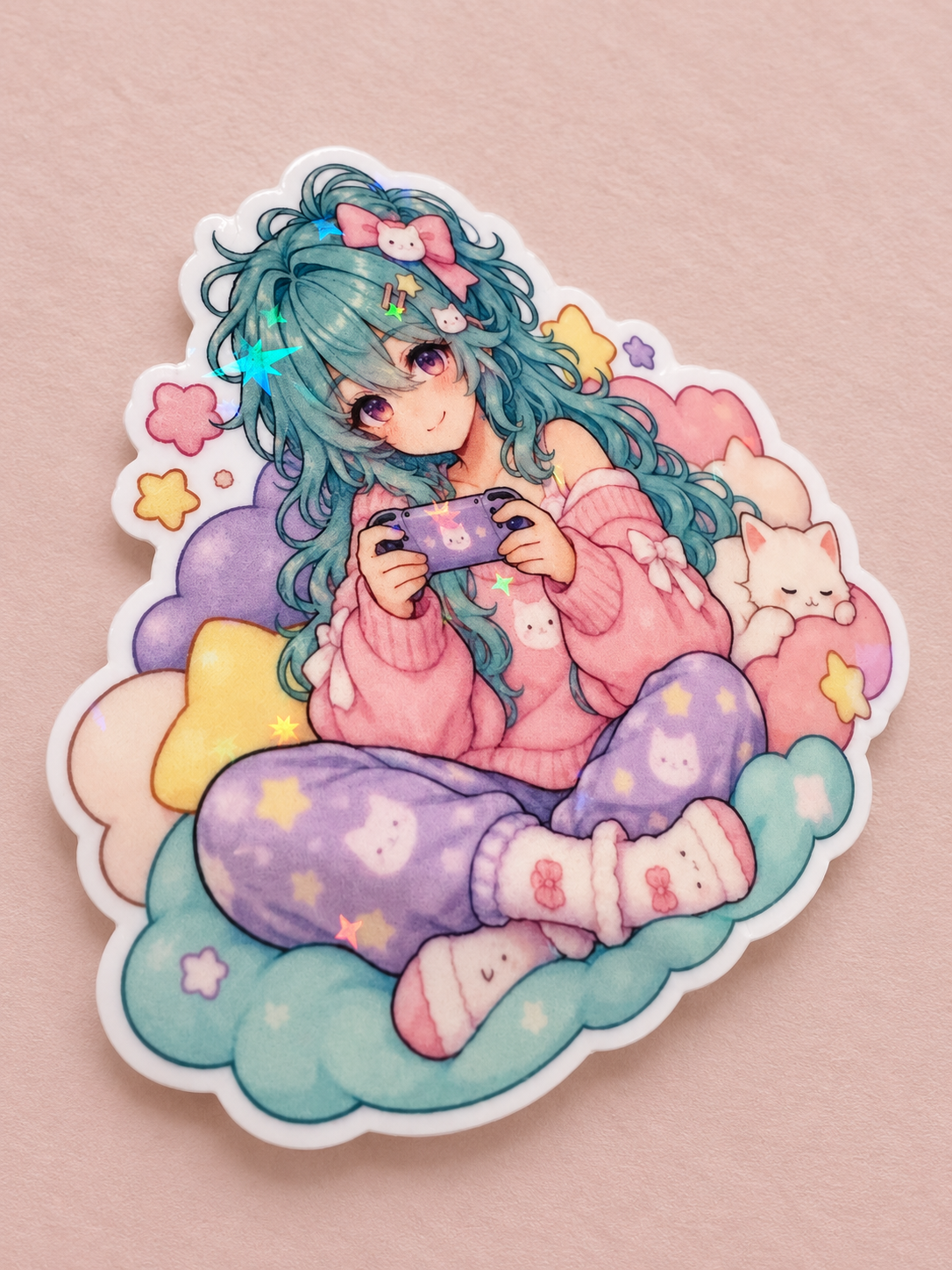 Holographic Anime Gamer Sticker.png