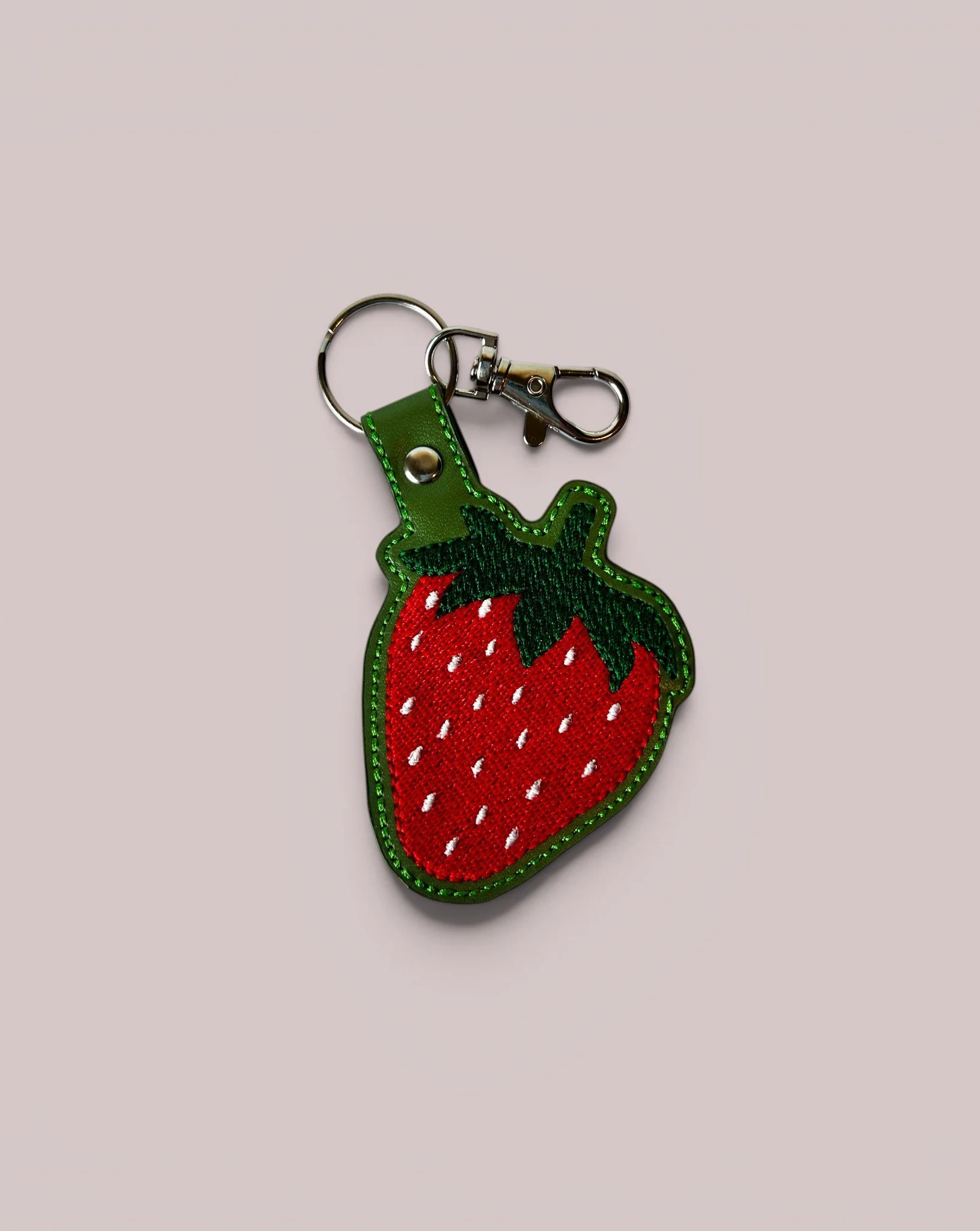 Embroidered Strawberry Purse Charm