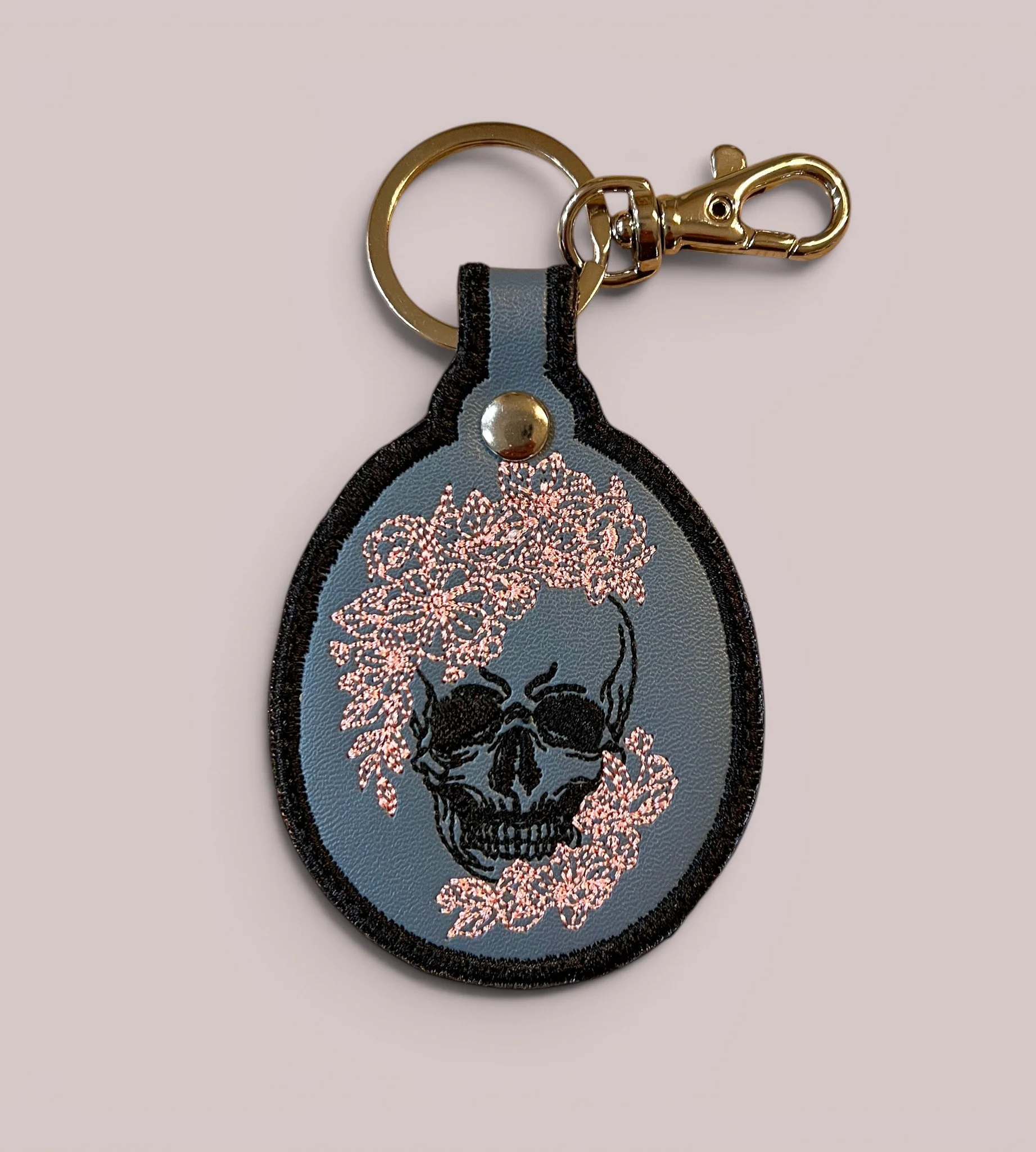Midnight Bloom Skull Key Charm