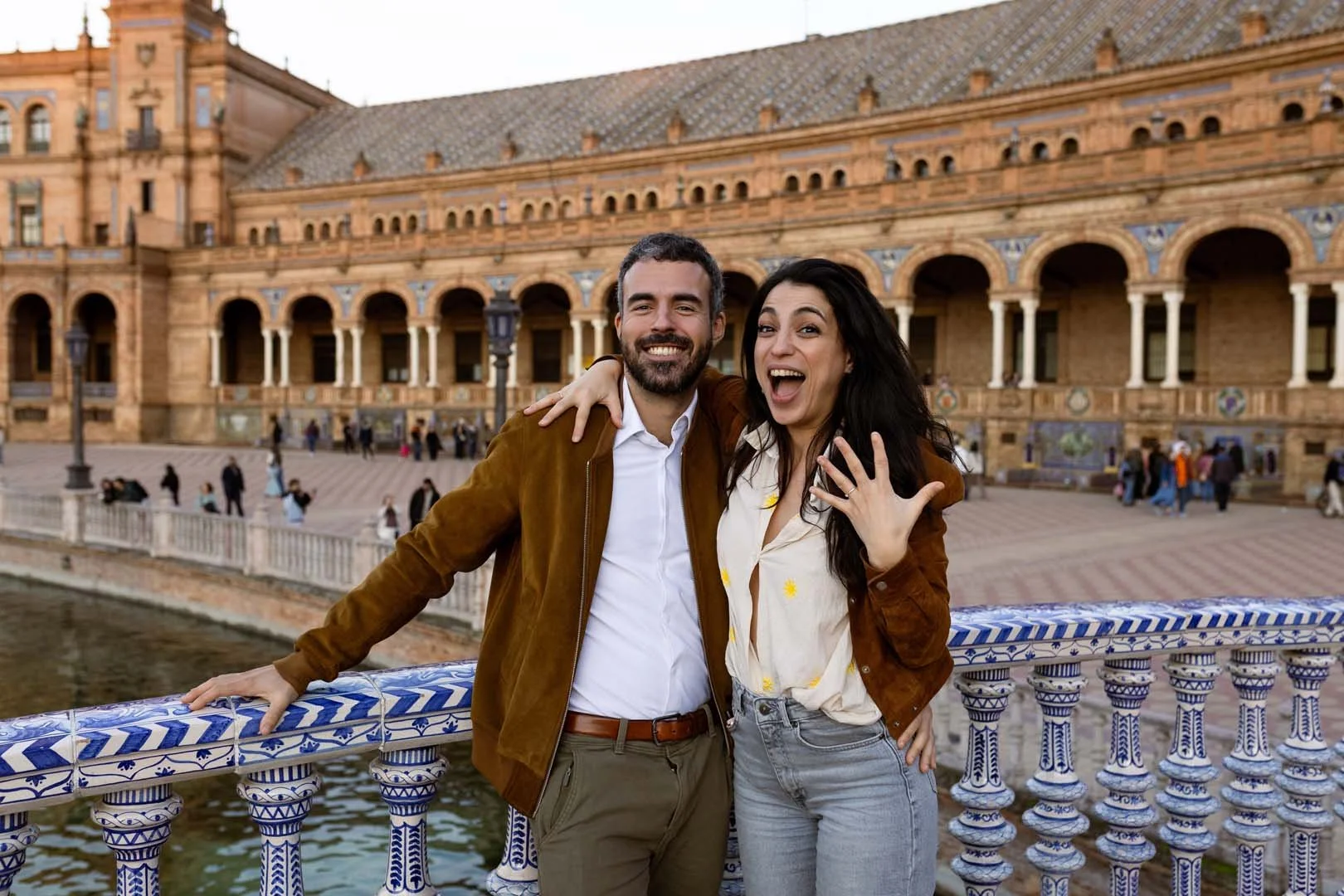 A relaxed "Just Engaged" portrait in Sevilla.