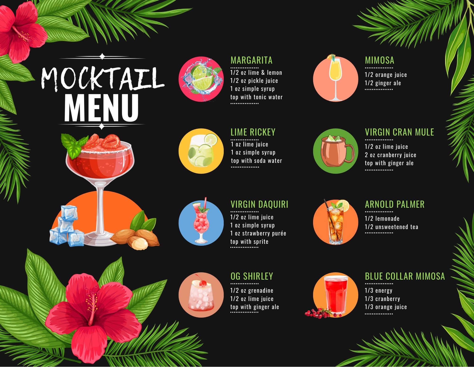 Mocktail Menu - Created by Mosaic Solutions