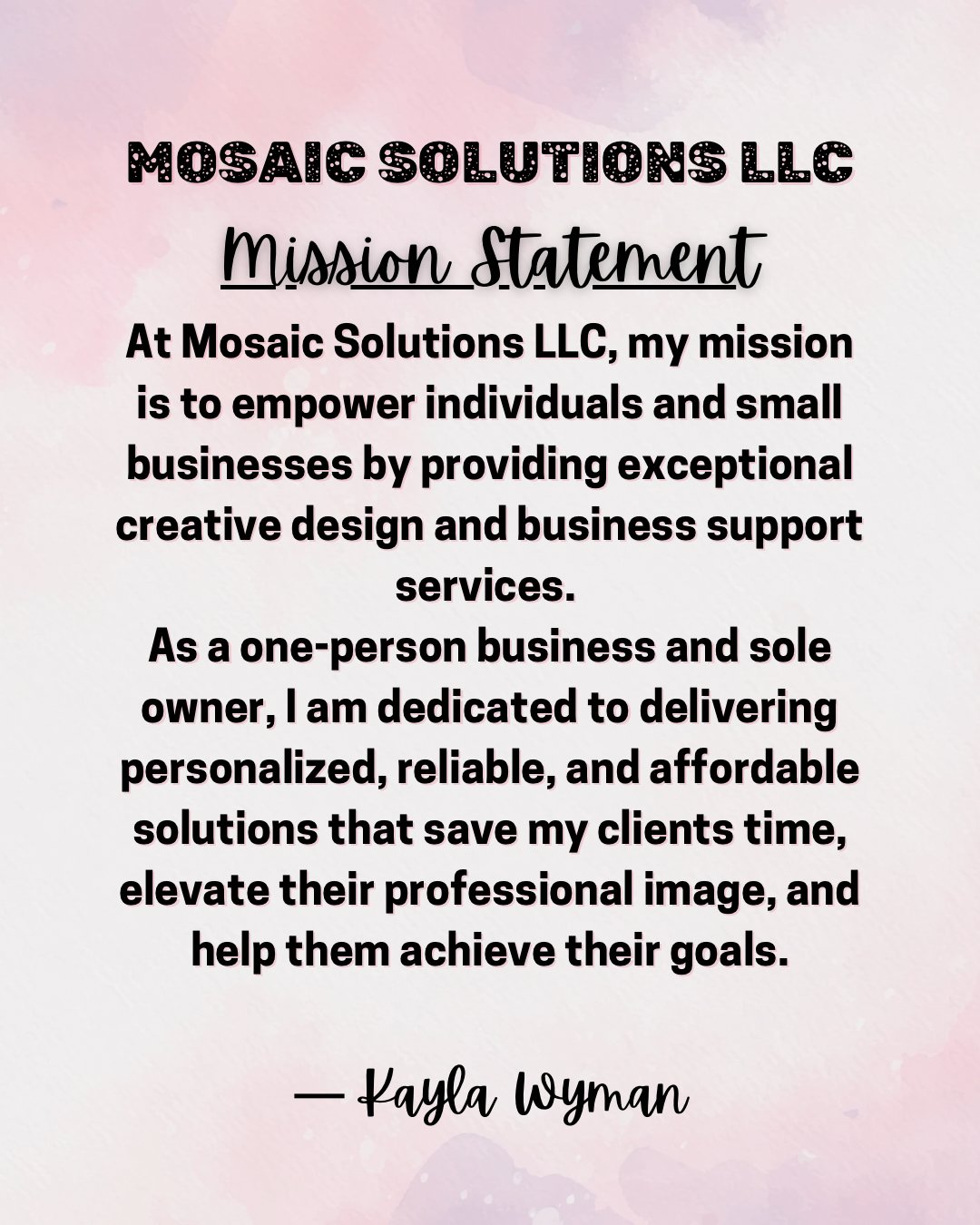 Mosaic Solutions - Mission Statement