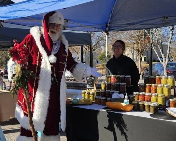 Santa stopping by our booth