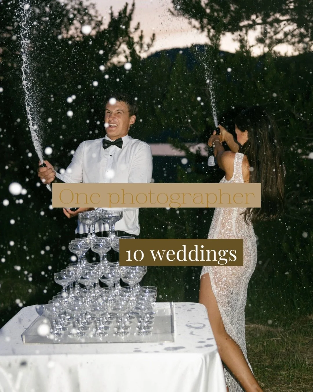 1 photographer, 10 weddings.

No two weddings ever look the same and that&rsquo;s my favorite part.
Different color palettes, different times of year, different light.
Some are quiet and intimate, others full of energy and movement.

Different people