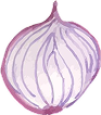 A purple and white onion with a papery outer skin.