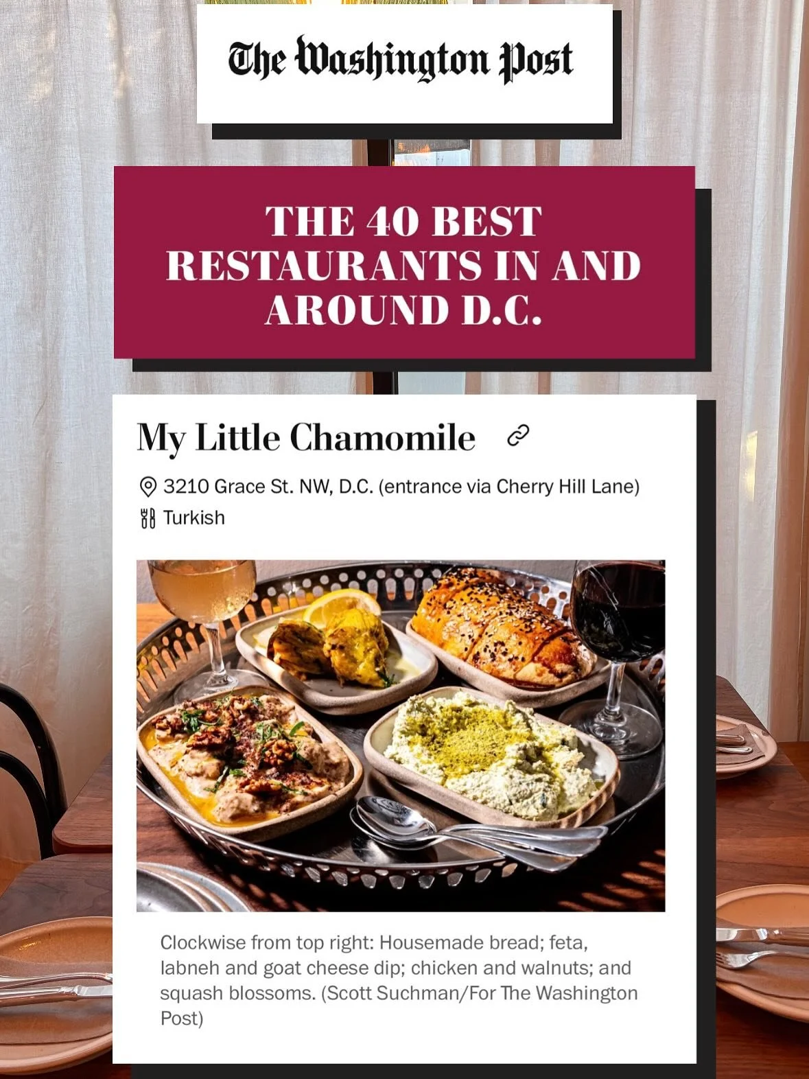 We are beyond honored and delighted to be included in @tomsietsema @washingtonpost final Dining Guide,  amongst so much incredible company! 💛 thank you so much , looking forward to sharing meals with you all