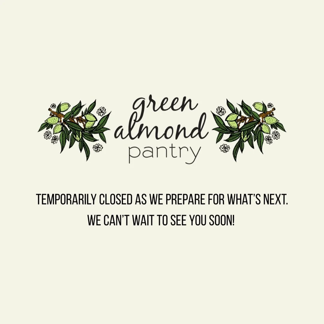 Green Almond Pantry is taking a little winter break to prepare some exciting things for the future. In the meantime, join us for Sunday brunch at our sister spot, My Little Chamomile, where you can still enjoy our focaccia, fresh salads, and a slice 