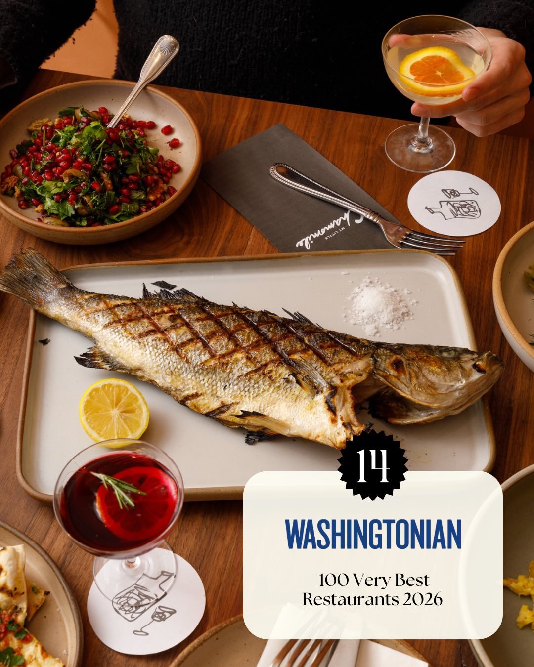 We are so excited to announce that we have been named the 14th best restaurant in Washington DC by the Washingtonian. Thank you to Ann Limpert, Ike Allen, Jessica Sidman, Cynthia Hacinli and Sara Levine Rosenblum from the Washingtonian for their kind