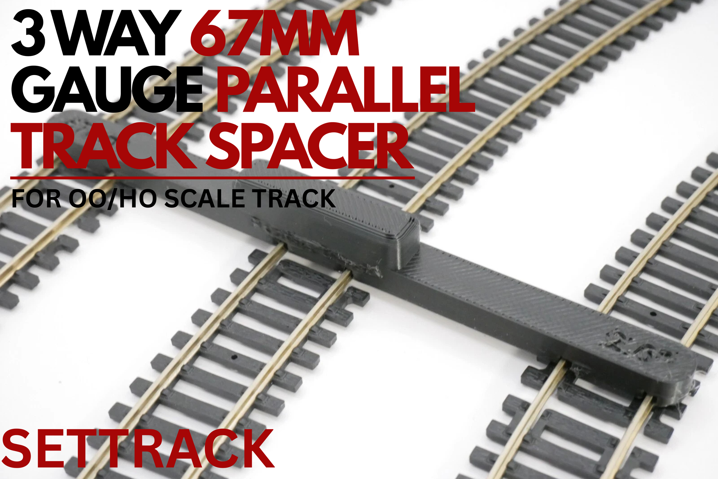 OO/HO Gauge SetTrack 3-Way Parallel Track Spacing Tool – 67mm – Pack of 4