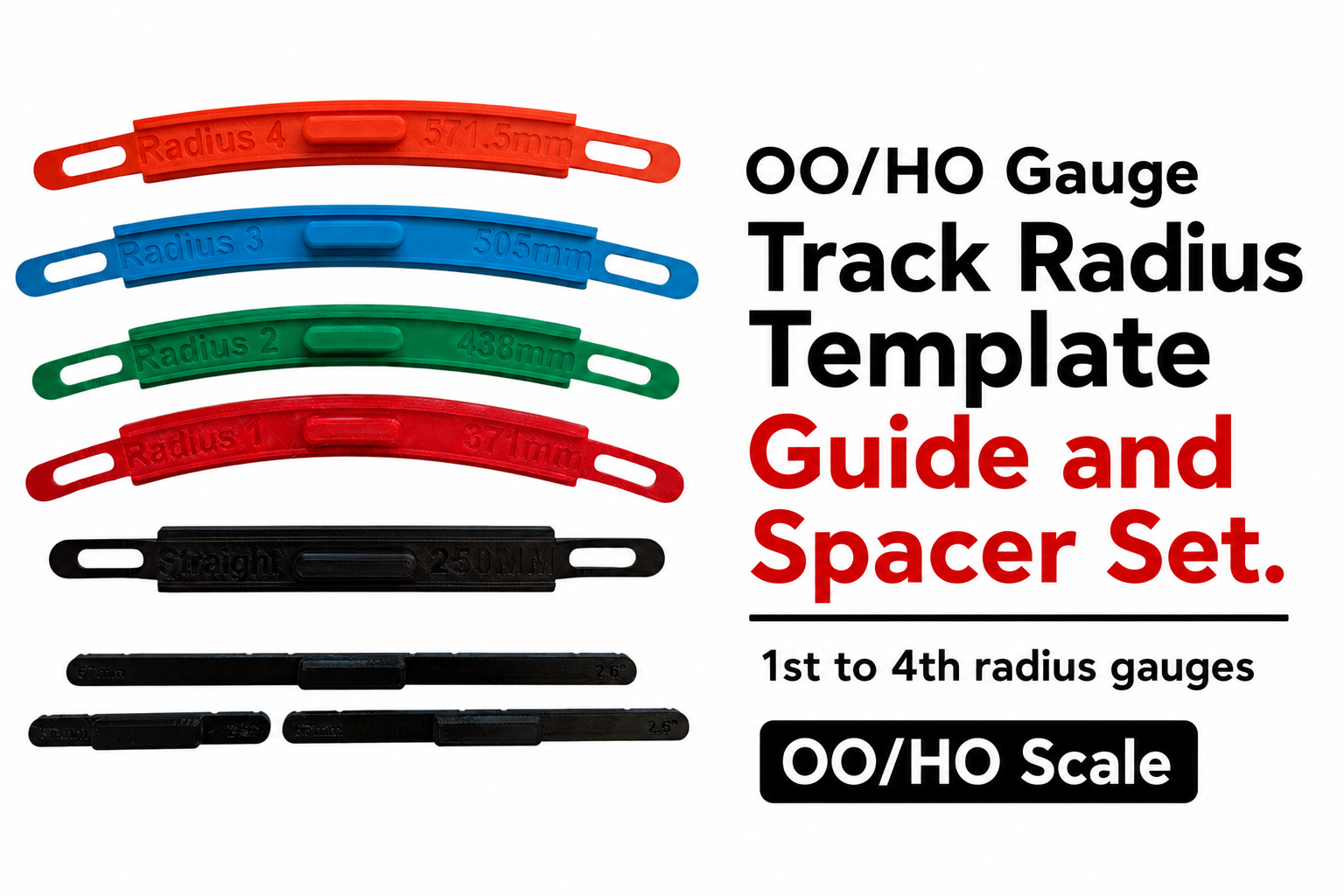 OO/HO Gauge Track Radius Template Guide and Spacer Set.