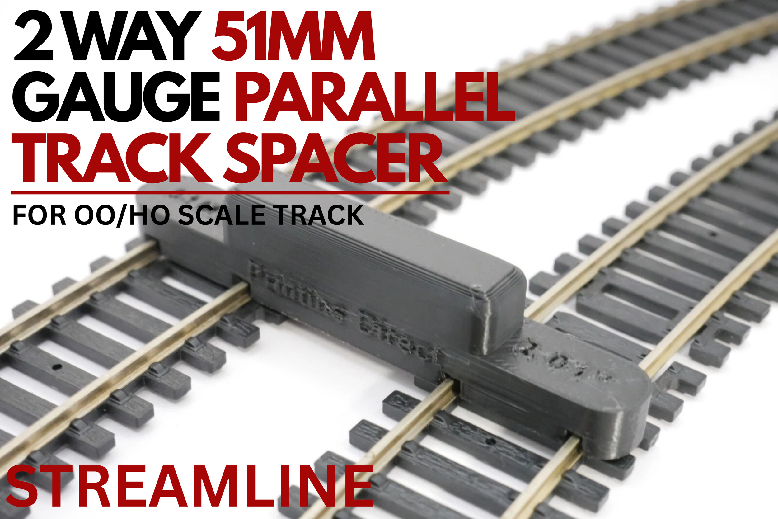 OO/HO Gauge Streamline 2-Way Parallel Track Spacing Tool – 51mm – Pack of 4