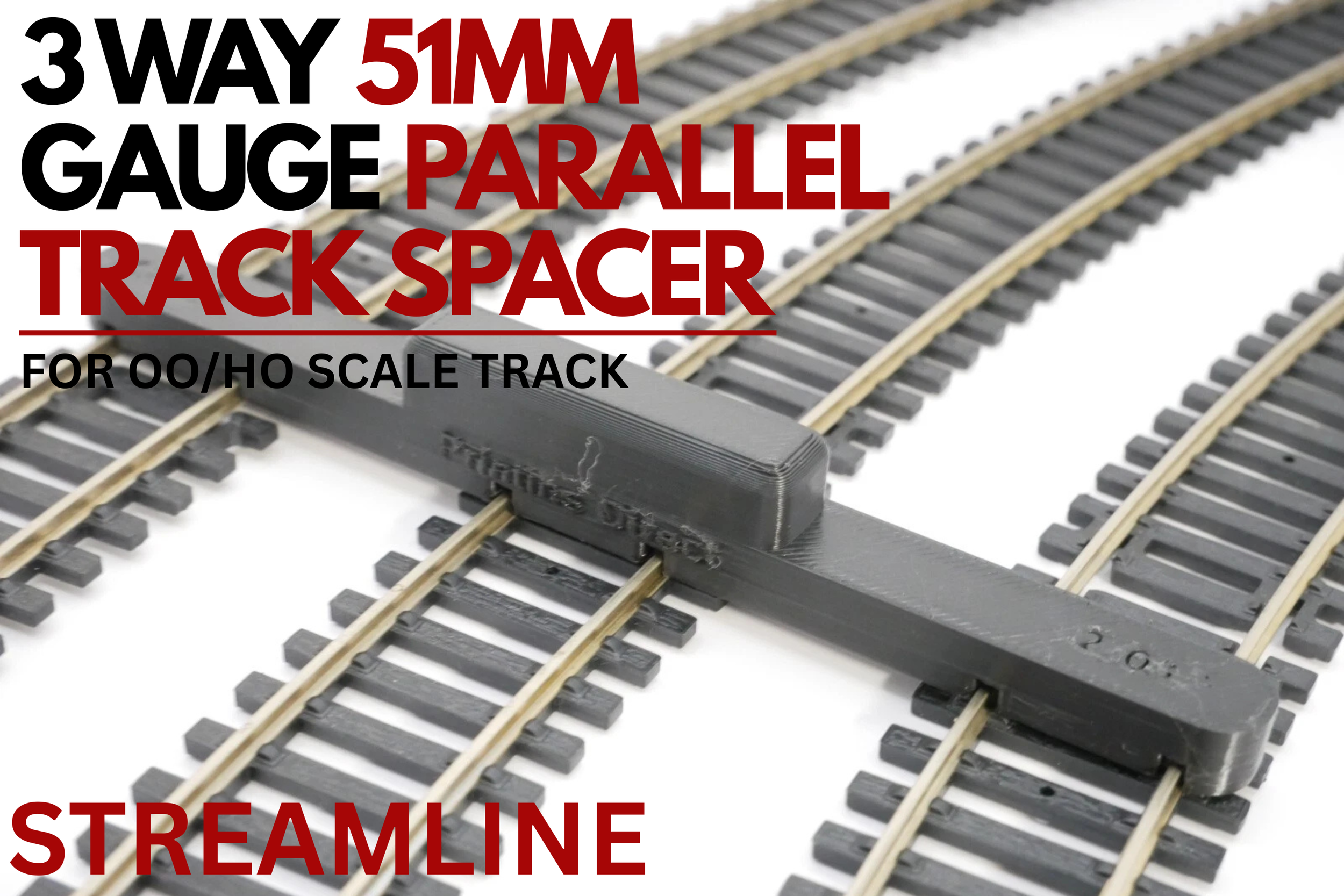 OO/HO Gauge Streamline 3-Way Parallel Track Spacing Tool – 51mm – Pack of 4