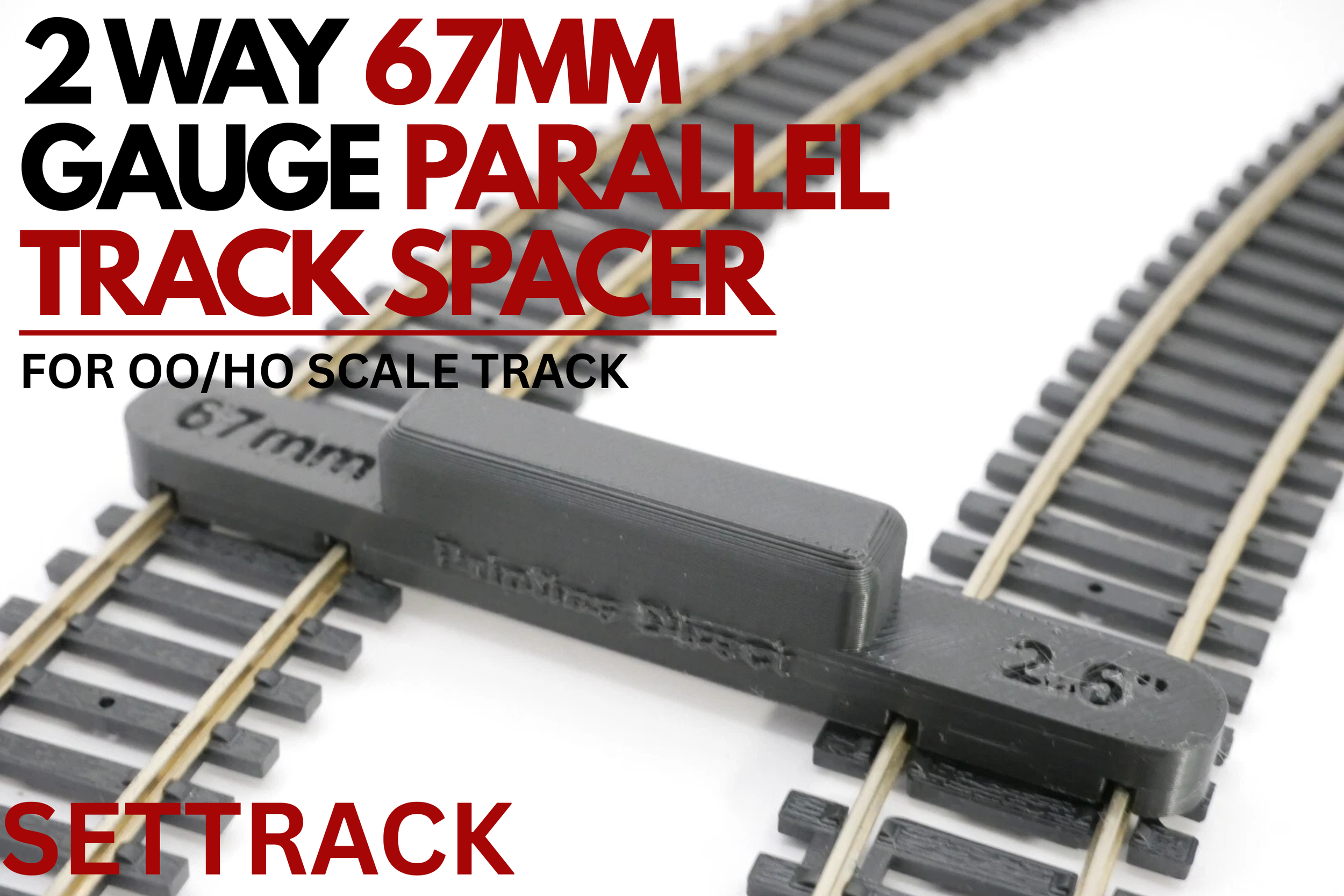 OO/HO Gauge SetTrack 2-Way Parallel Track Spacing Tool – 67mm – Pack of 4