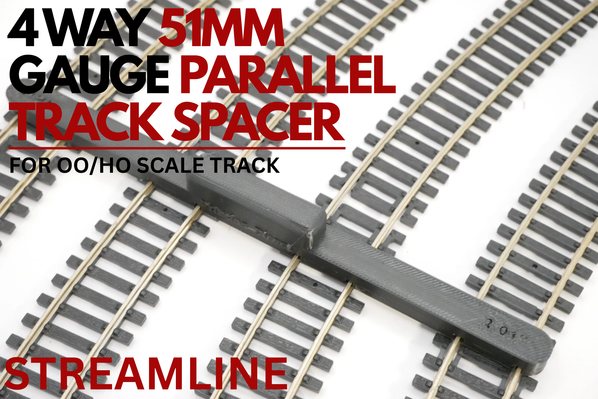 OO/HO Gauge Streamline 4-Way Parallel Track Spacing Tool – 51mm – Pack of 2