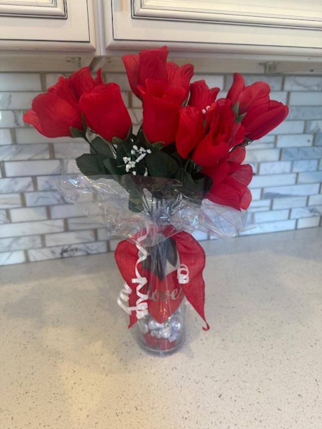 One Dozen Red Faux Roses