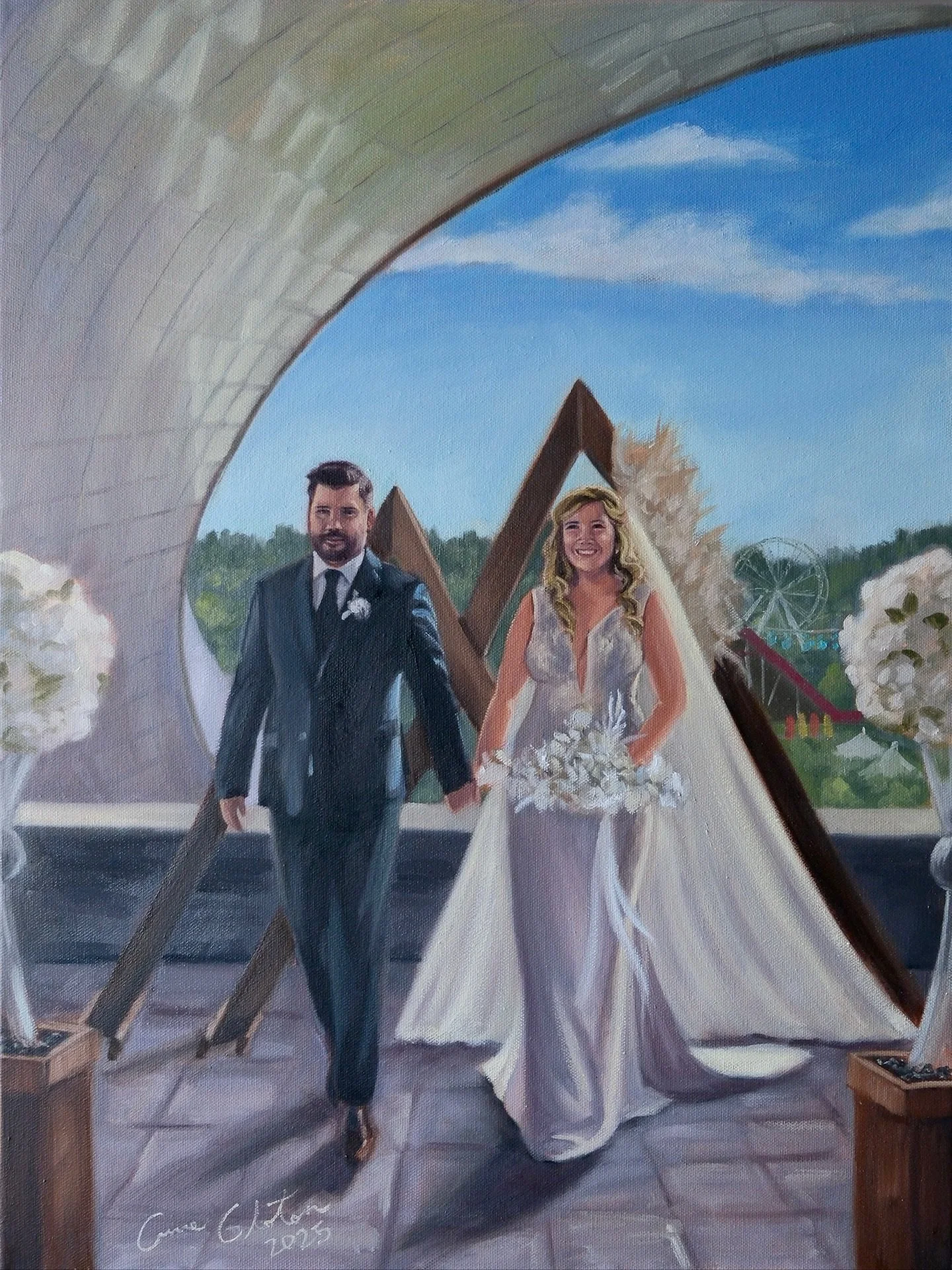 ✨ Cody &amp; Shannon ✨ 

After Wedding touch-ups and Details✨
 Live Wedding Painting by Anne Gloton 
June 28th, 2025
Oil Painting on Canvas
18x24

Bride: Shannon shannonbahr
Groom: Cody @codybeaudry 

📍 BMO Centre at Stampede grounds - The Brand Roo