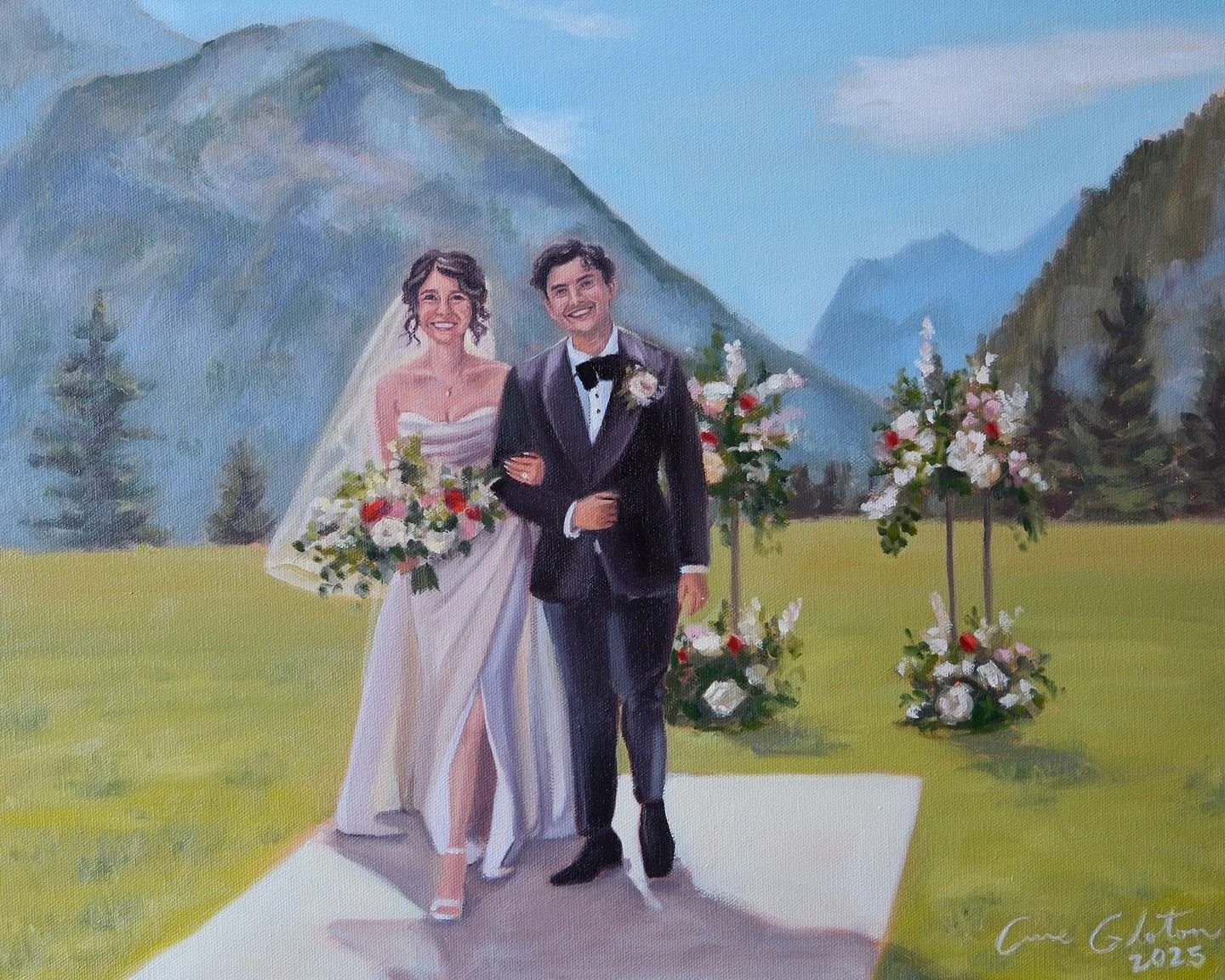 ✨ Carolina &amp; Thor ✨ 

After Wedding touch-ups and Details✨
 Live Wedding Painting by Anne Gloton 
July 11th, 2025
Oil Painting on Canvas
16x20

Bride: Carolina @_linabirdie 
Groom: Thor 

📍 Tunnel Mountain - Banff, Alberta 

Venue: @murrietas_ca