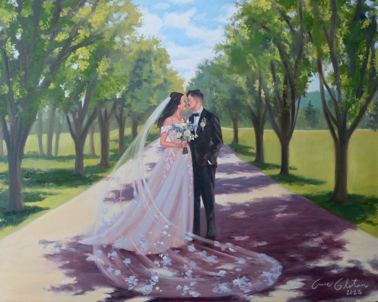 ✨Rina &amp; Huy✨

After Wedding touch-ups and Details✨
Live Wedding Painting by Anne Gloton 

July 12th, 2025
Oil on Canvas
24x30 inches | The Grand
📍Pinebrook Golf &amp; Country Club
Calgary, Alberta

Bride: @_rinaaag 
Groom: @huyhuydang 

Vendor l