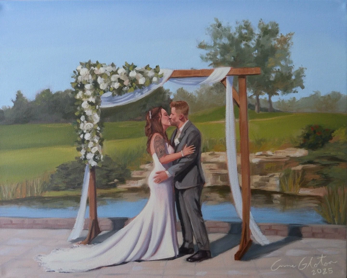 ✨ Nicole &amp; Thomas ✨

After Wedding touch-ups and Details✨
Live Wedding Painting by Anne Gloton 

Sept 6th, 2025
Oil on Canvas
16x20 inches | The Petite
Calgary, Alberta

Bride: @nicoleeboucher_ 
Groom: Thomas 

Venue: @eqgolf 

#oilpainting  #wed