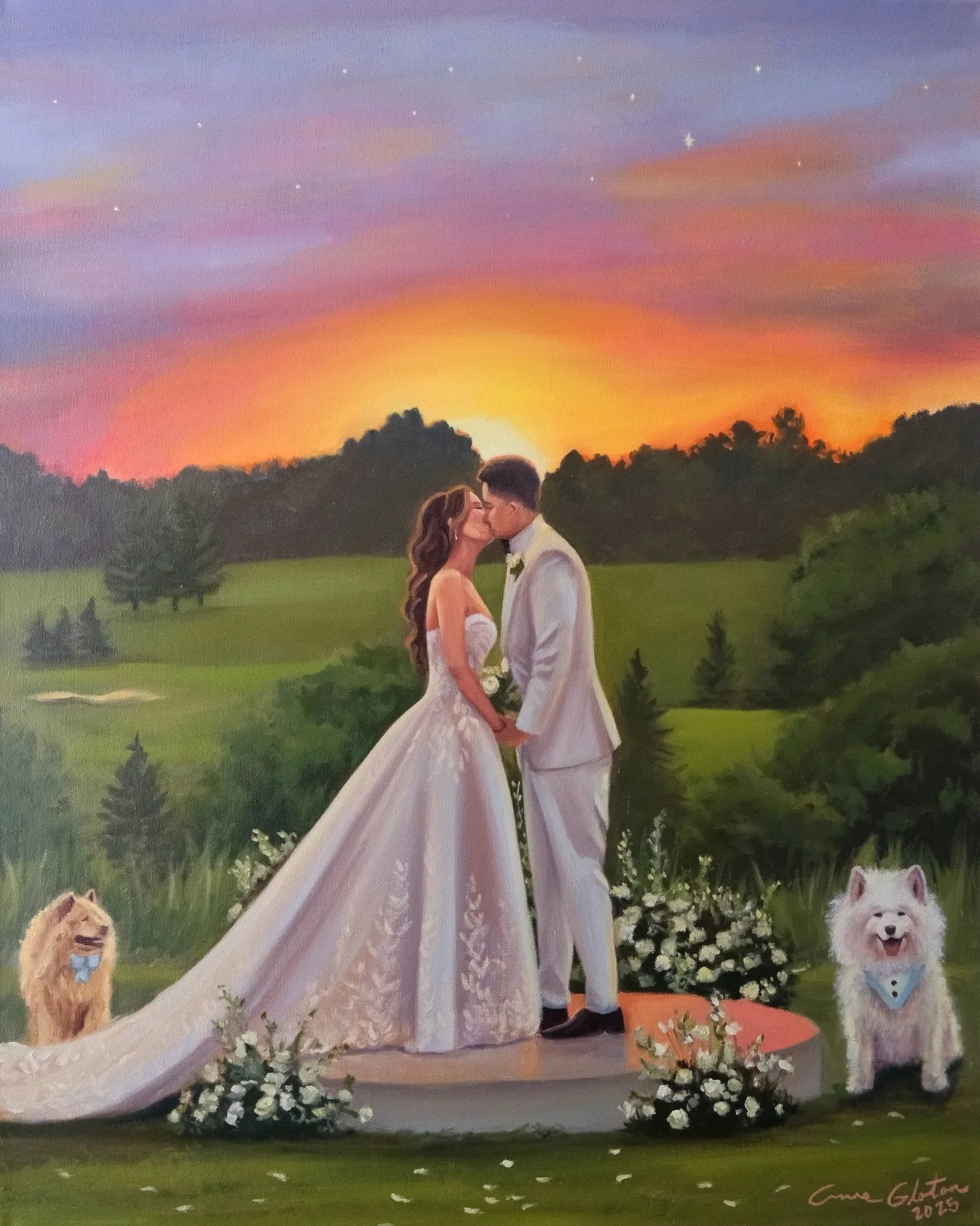 ✨Meghan &amp; Stanley✨

After Wedding touch-ups and Details✨
🌅 Live Wedding Painting by Anne Gloton 

August 3rd, 2025
Oil Painting on Canvas
24x30 inches | The Grand
Calgary, Alberta
📍Bearspaw Golf Club 

Bride: @h0neypoopoo 
Groom: @stan.chen88 
