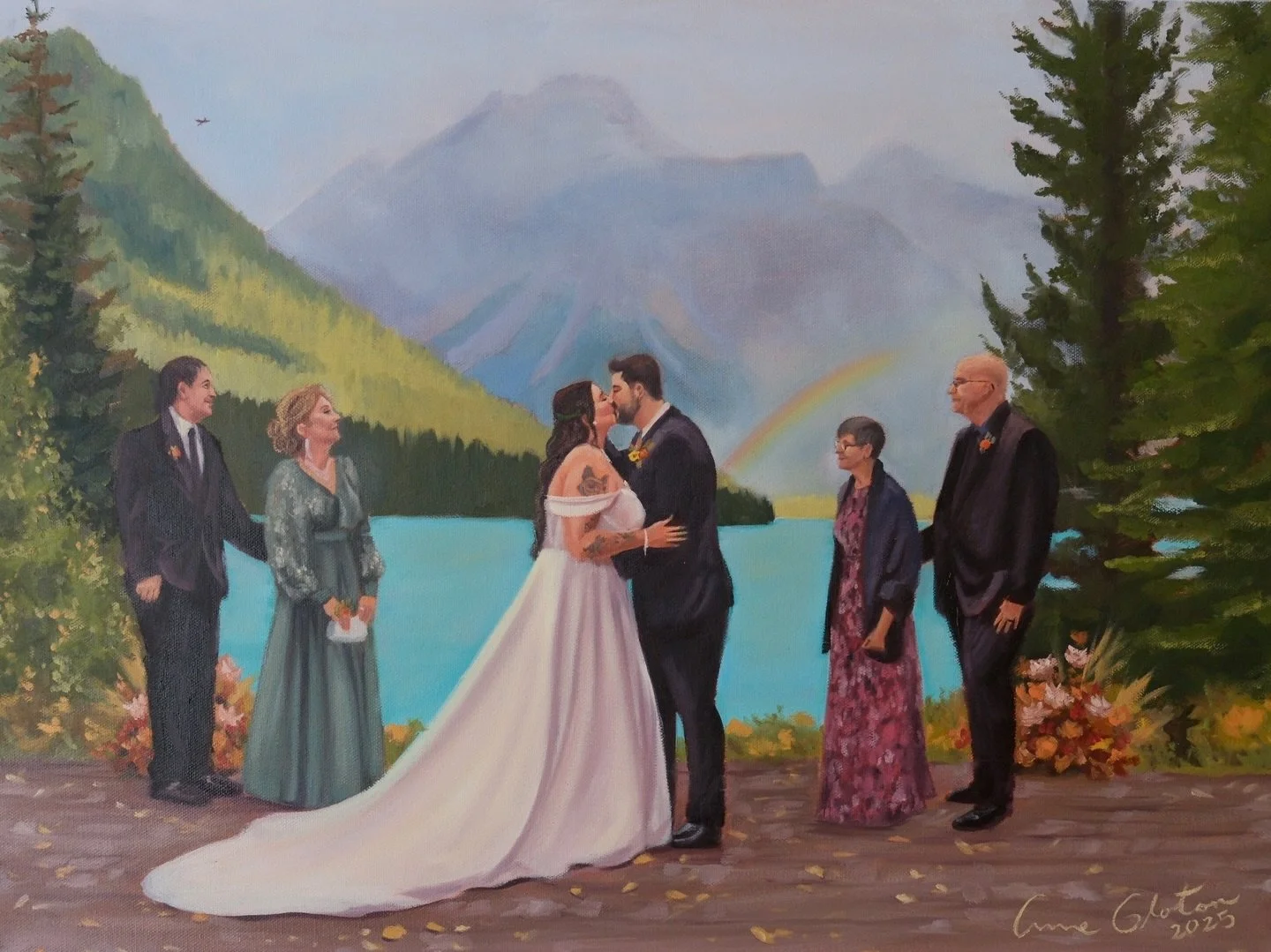 ✨Eric &amp; Steph✨

After Wedding touch-ups and Details✨
 Live Wedding Painting by Anne Gloton 
October 4th, 2025
Oil on Canvas
18x24 inches | The Classic
📍Emerald Lake Lodge, British Columbia

Bride: @stephaniefergusson 
Groom: Eric

Wedding Planne