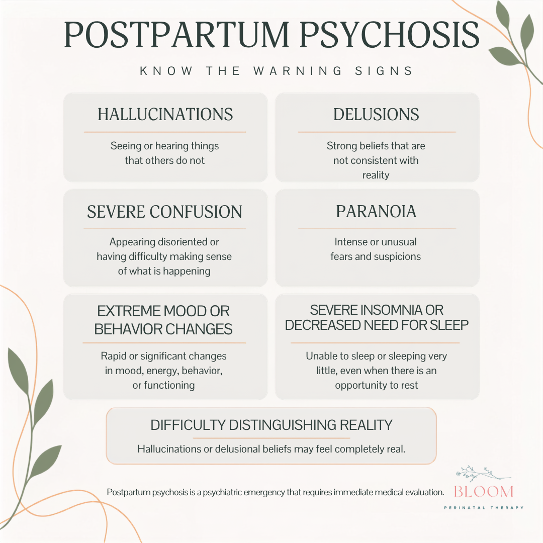 Postpartum psychosis awareness and maternal mental health graphic