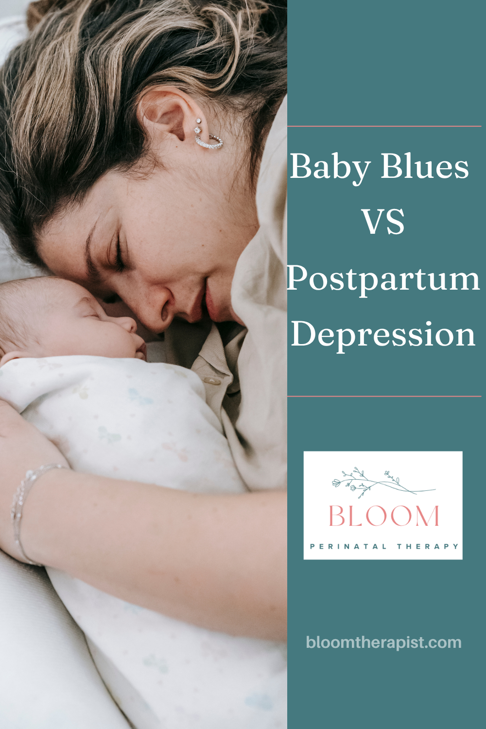 Infographic explaining the differences between the baby blues and postpartum depression.