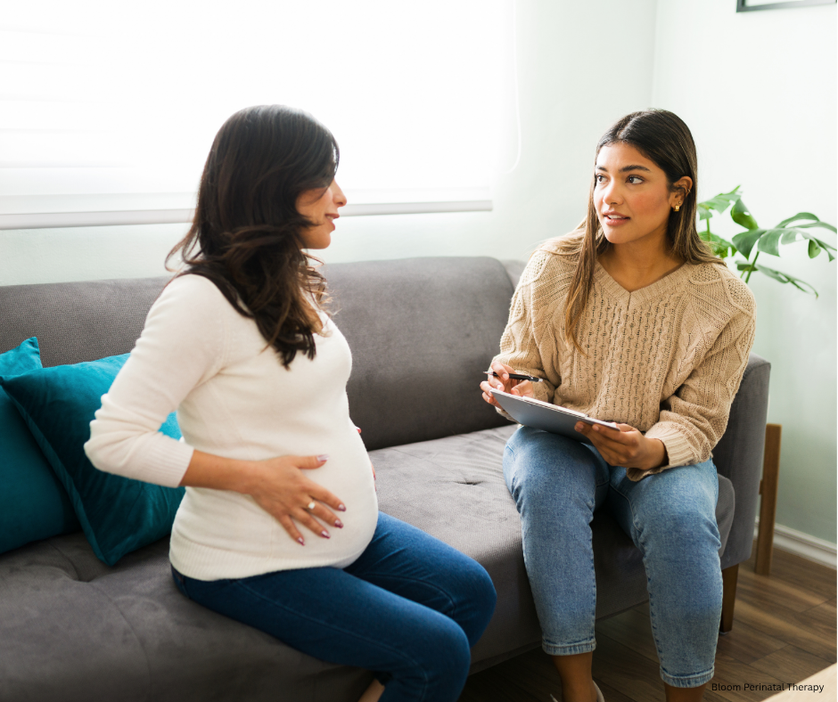 Pregnant woman discussing birth options with her healthcare provider.