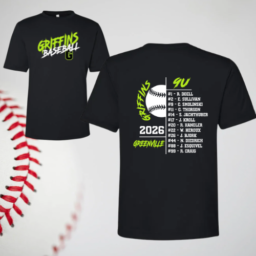 2026 Griffins Roster Tee (9U White)