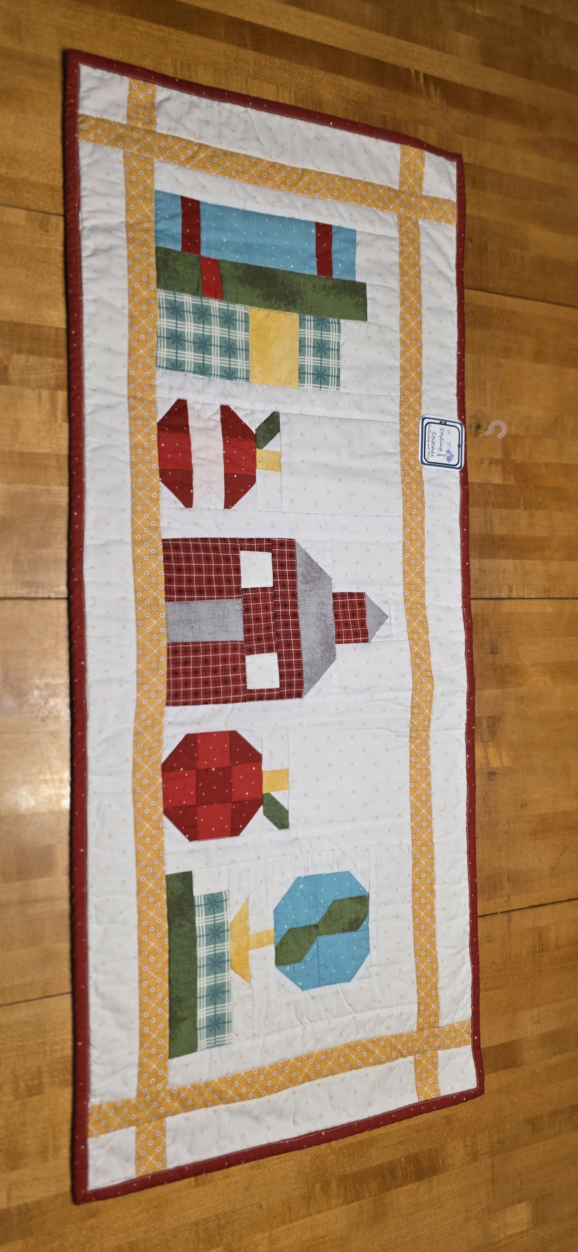 Back to school quilted table runner 16x35