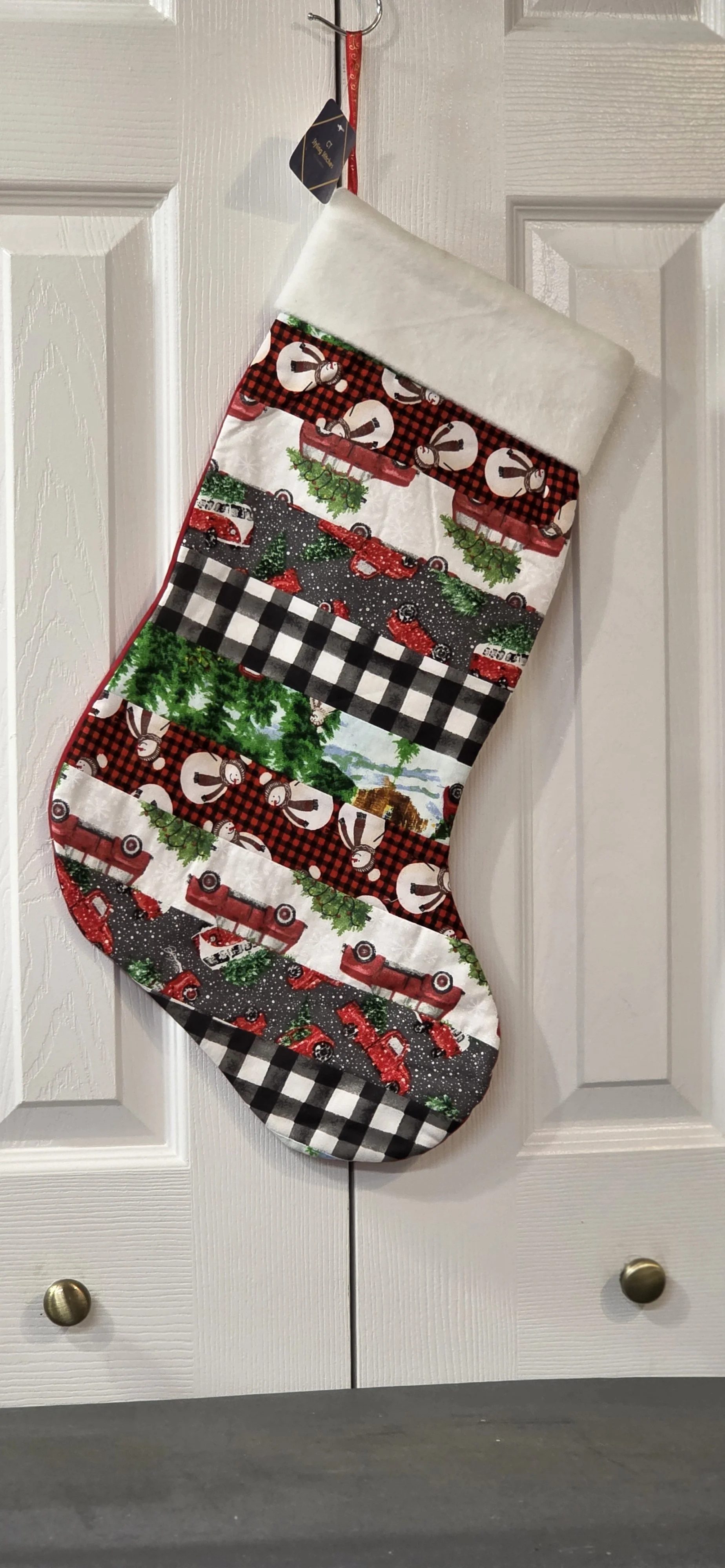 Jelly roll stocking with red back. Hang in right direction.  (quanity 2)