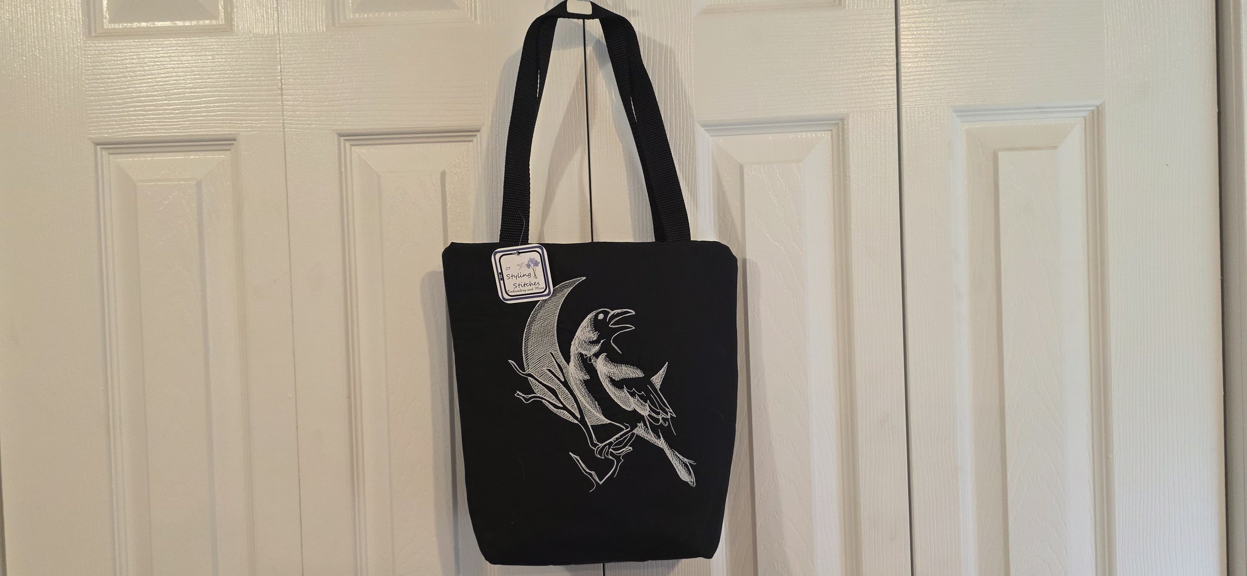 Glow in the dark halloween embroidered trick or treat bag 12x12