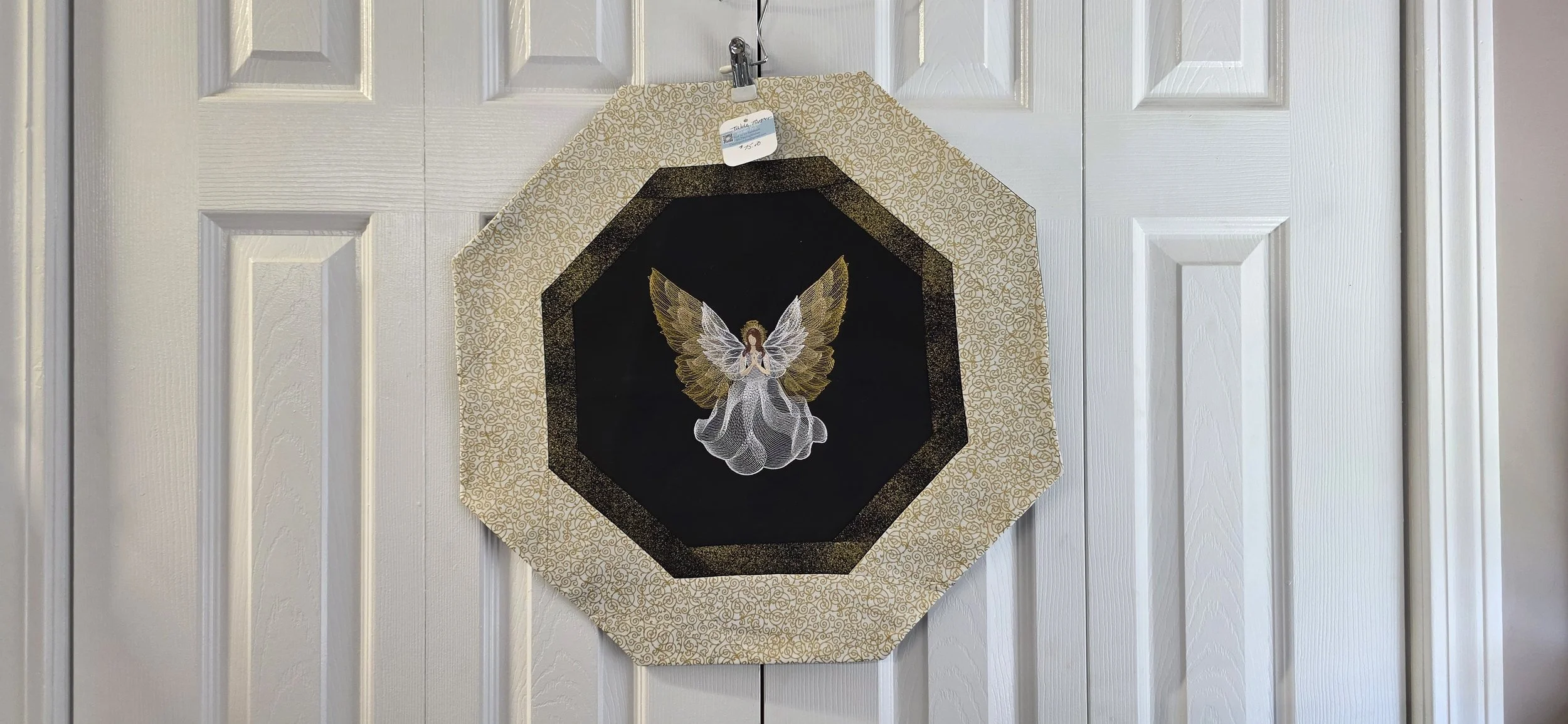 Angel Embroidered Table Topper 20"x20"