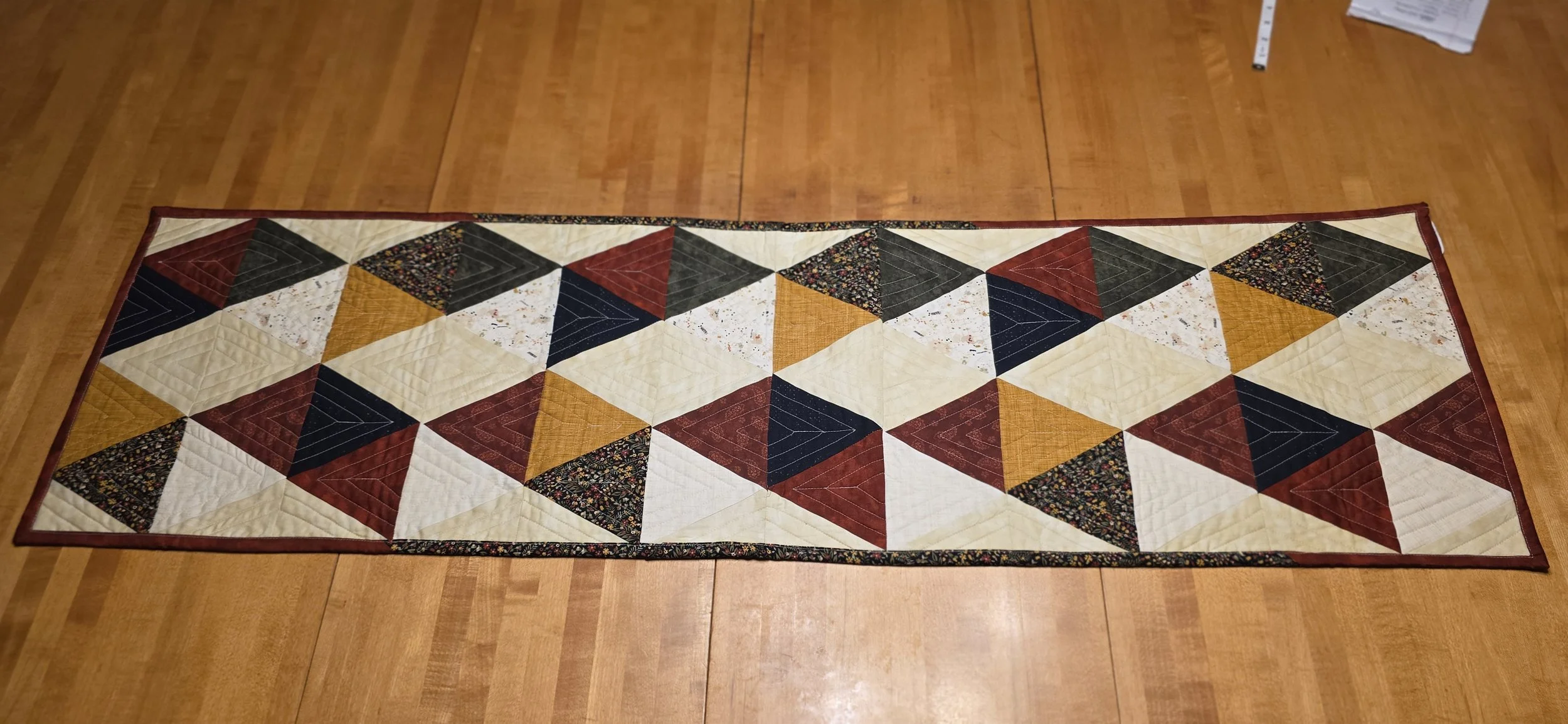 Fall diamond quilted table runner 14x48