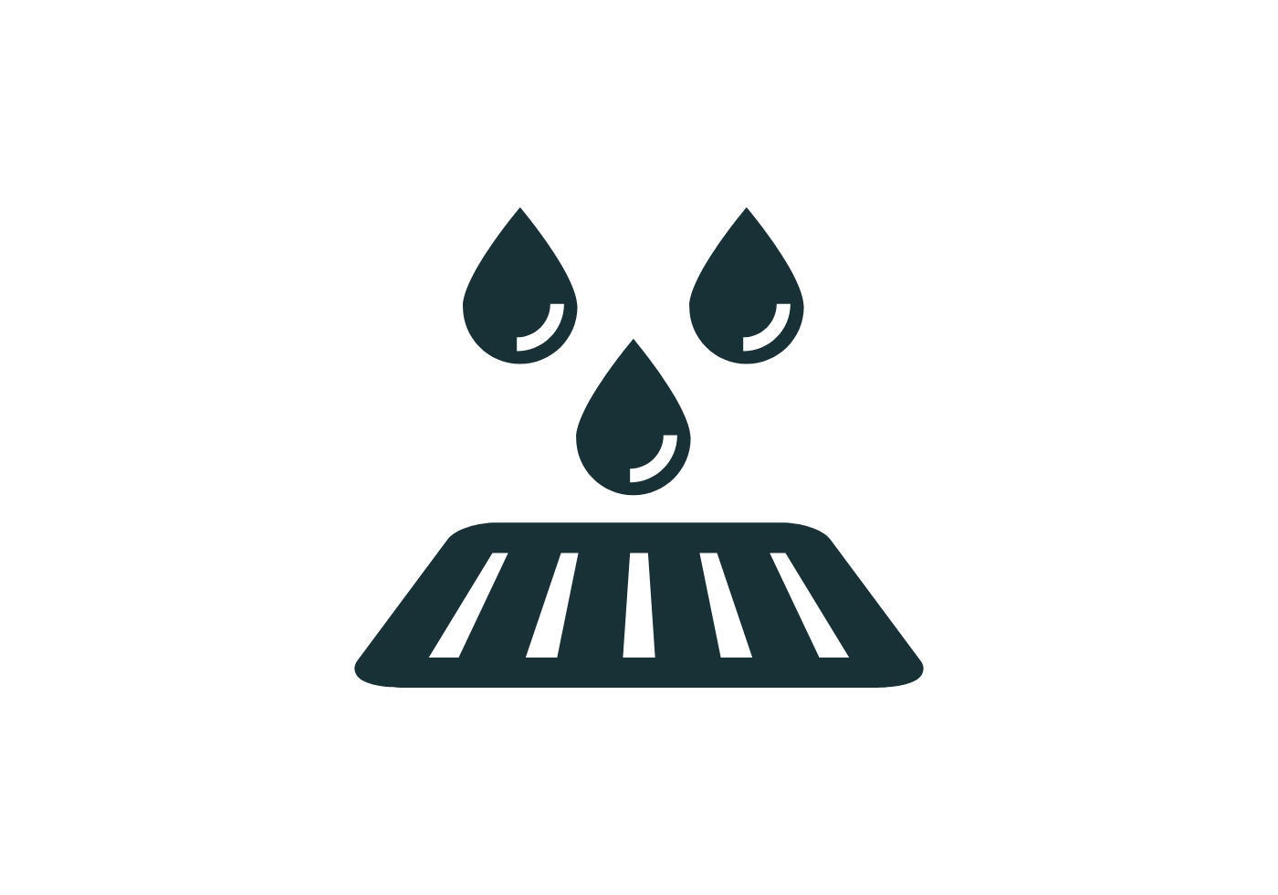Icon of three water droplets going into a drain
