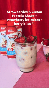 Pinkies up for this fun and fancy dressed up shake #PremierProtein #ProteinShakes #ProteinGoals #StrawberryVibes #LittleTreat.gif