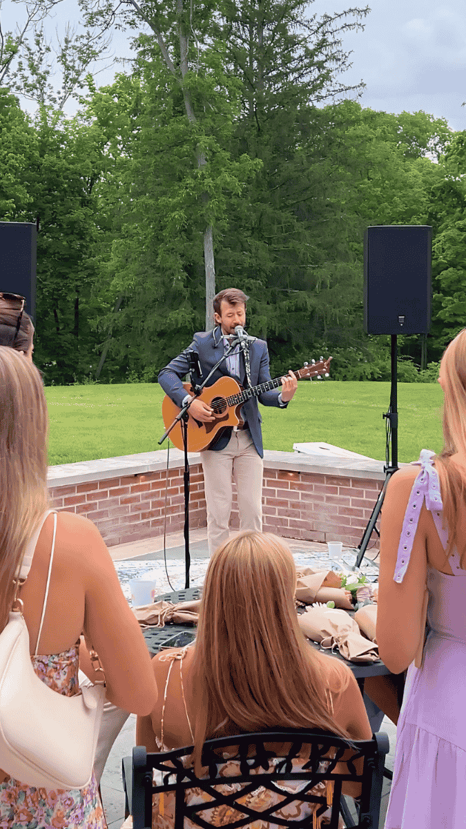 Bobby Crawford performs for a graduation party at Meshewa House in Cincinnati, Ohio