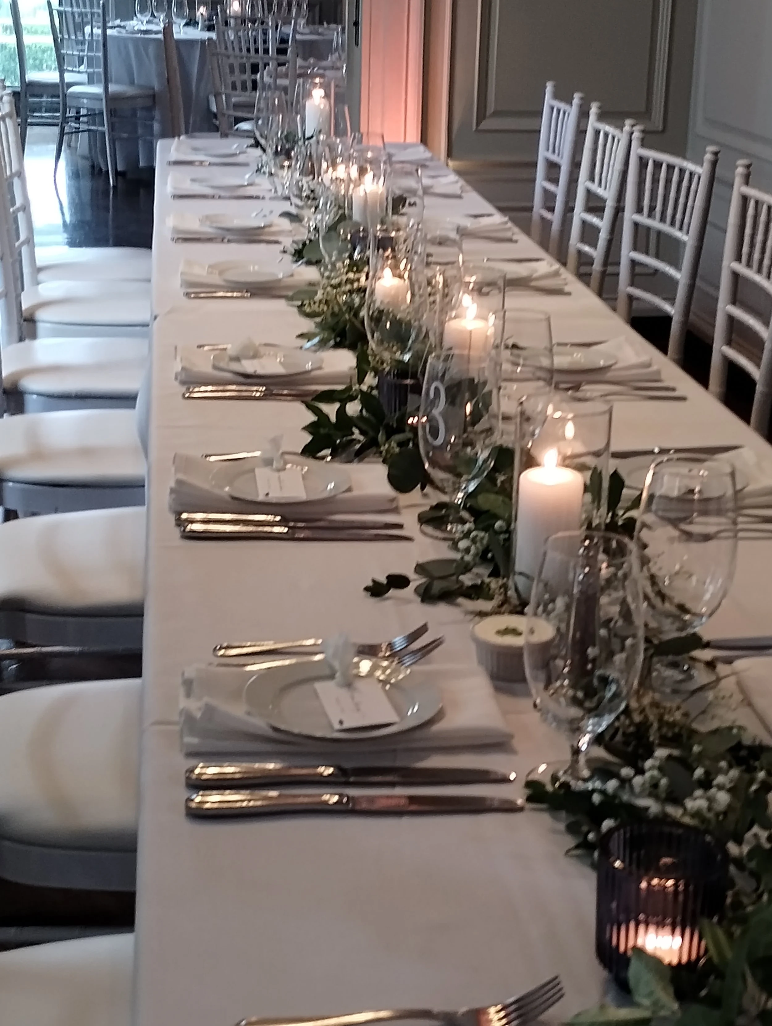 Ceremony decor for long tables