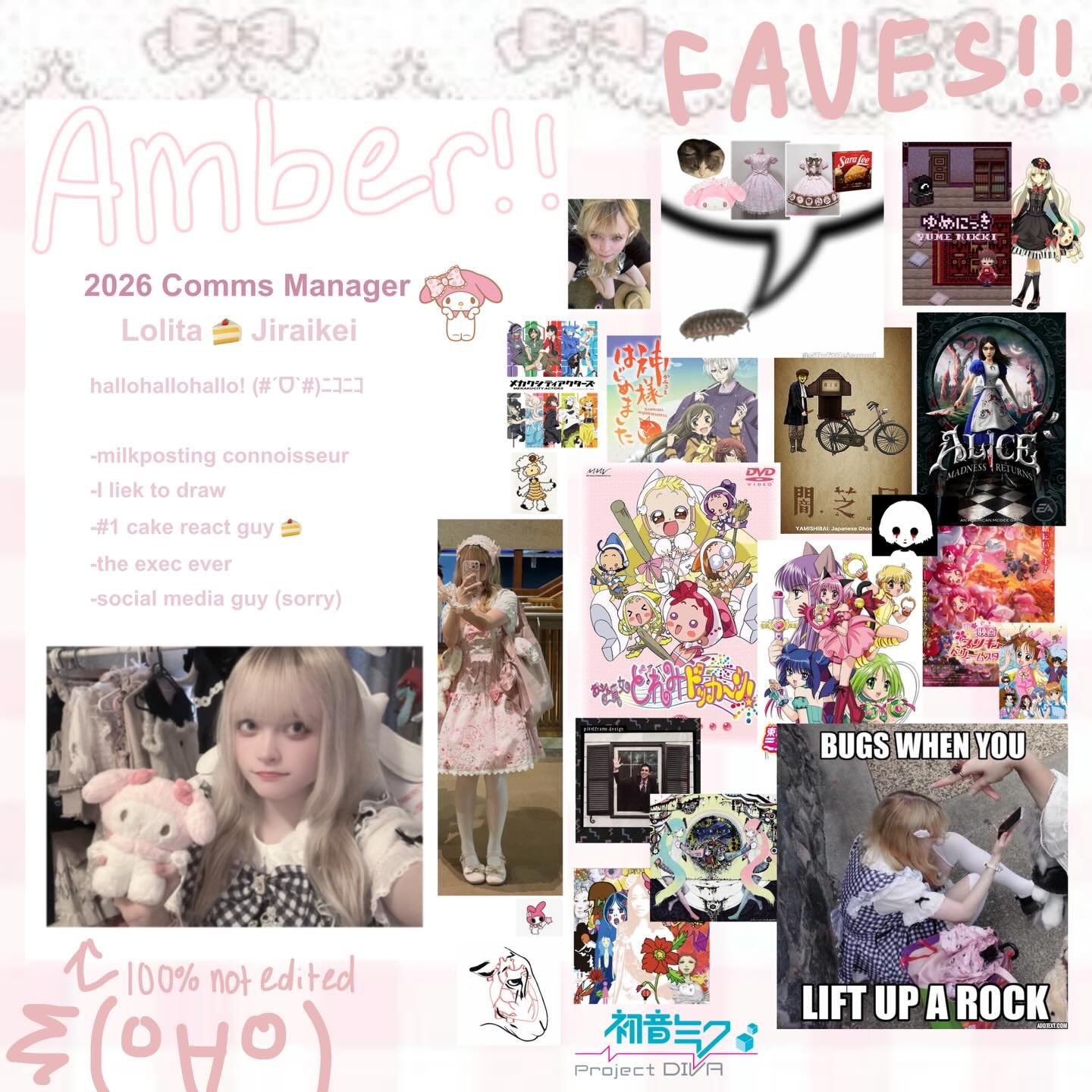 MEET THE EXECS 🍰 2026 - COMMS MANAGER 

Hallohallo! I am Amber (or Embep!) I&rsquo;m the comms manager for 2026 and my job this year is to make sure YOU. Yes YOU. Hopefully join the club. Please join. When I&rsquo;m not crying over current JFashion 