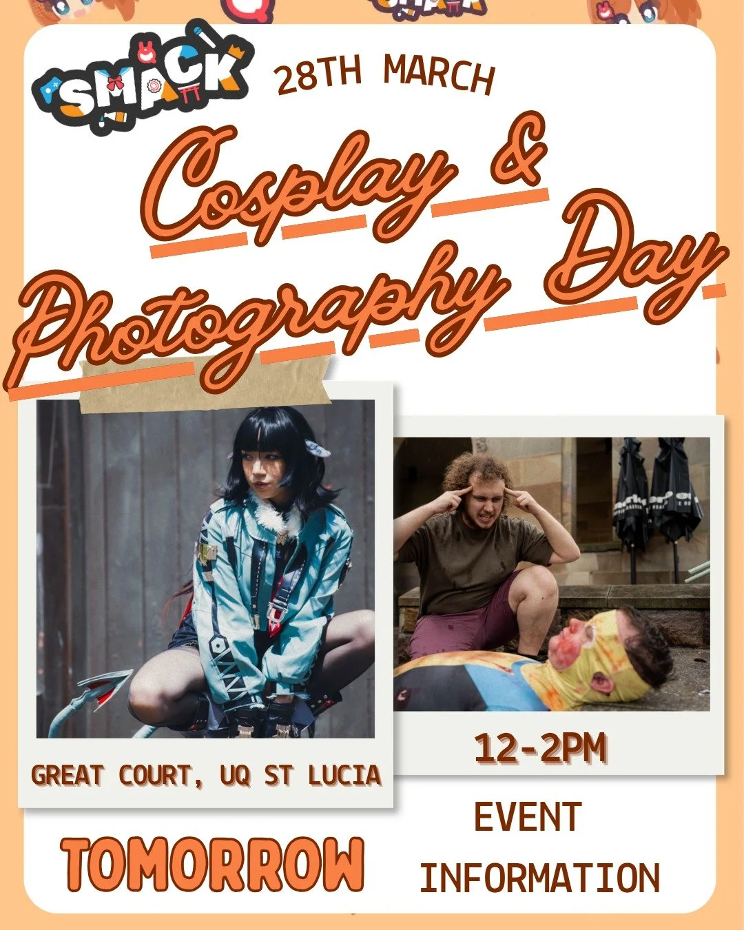 COSPLAY &amp; PHOTOGRAPHY EVENT IS ON TOMORROW!

‼️WE WILL BE MEETING AT MERLO AT 11:30AM TO ENSURE TIME TO PREPARE FOR OUR PHOTOS!!! Hope to see you there!‼️